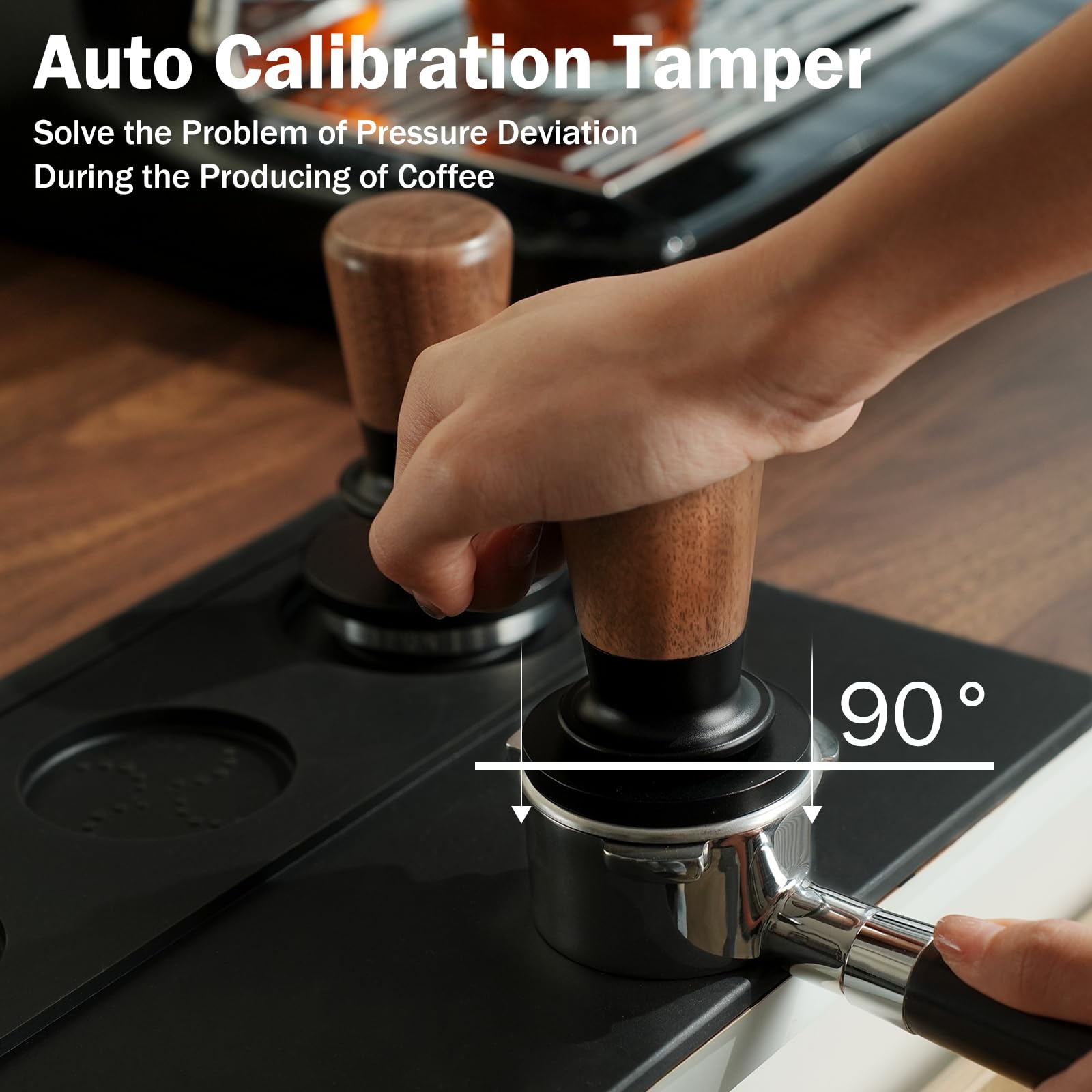 Pusee 53.3Mm Espresso Tamper, Calibrated Tamper With 30Lbs Double Spring Loaded Tamper Walnut Wood Coffee Tamper For Barista Hom