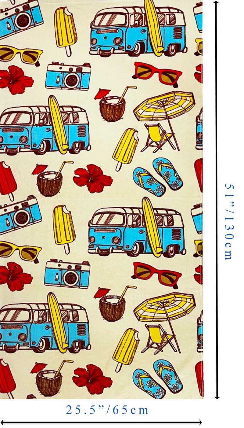 YIFONTIN Beach Towel for Kids  Velour Terry Blanket Throw 100% Cotton 25.5X51 inches for Swim Bath Camping  Bus Coastal Tour.