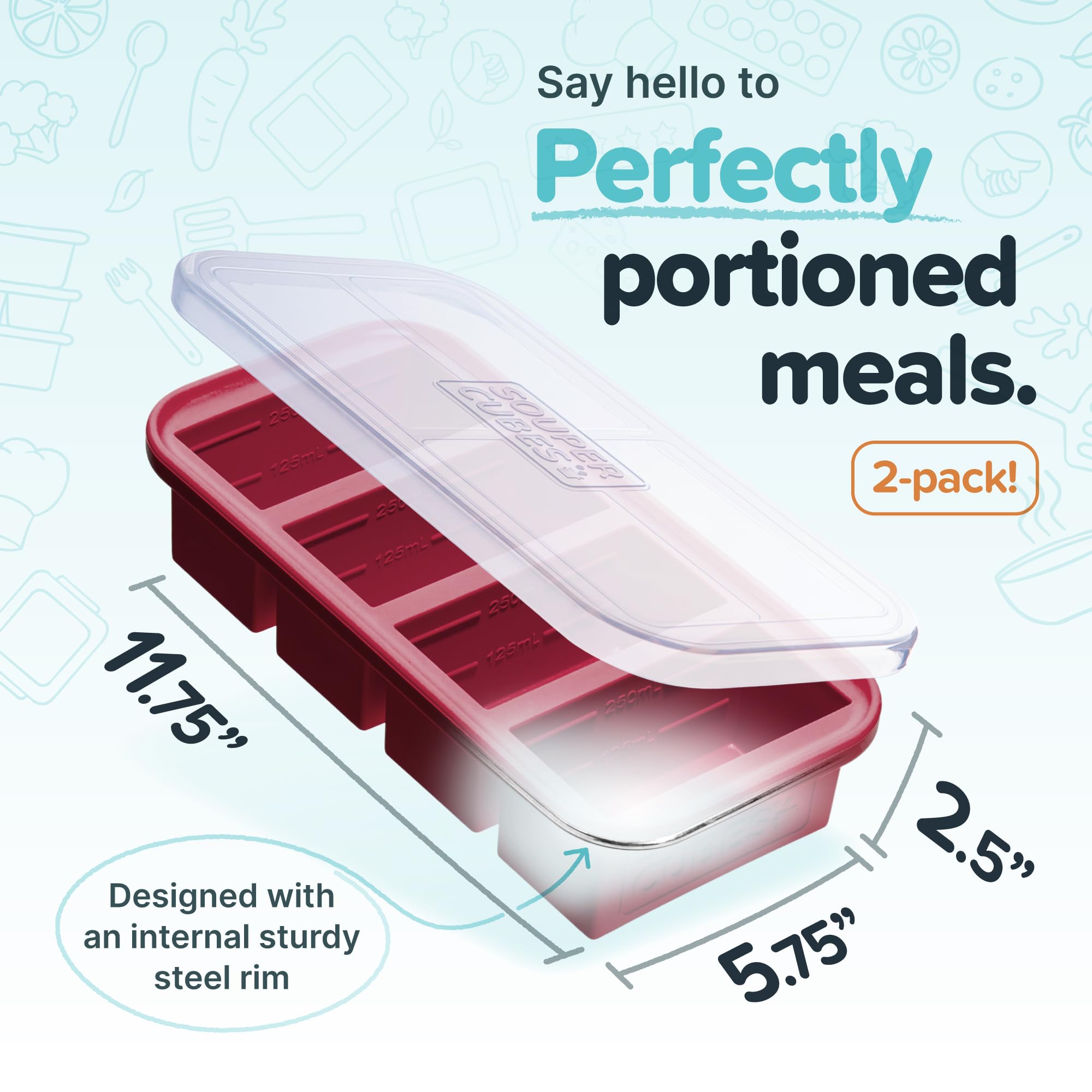 Souper Cubes 1 Cup Silicone Freezer Molds With Lid - Easy Meal Prep Container And Kitchen Storage Solution - Silicone Freezer Tr