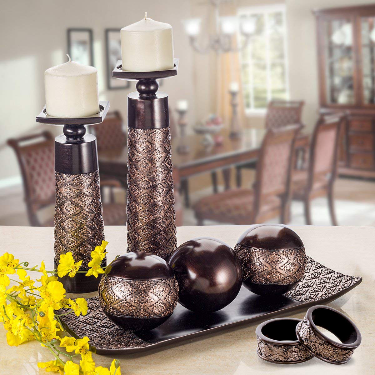 Dublin Napkin Rings Set Of 6 - Elegant Dining Table Decor Napkin Holder Rings - Rustic Table Setting Decorations For Thanksgivin