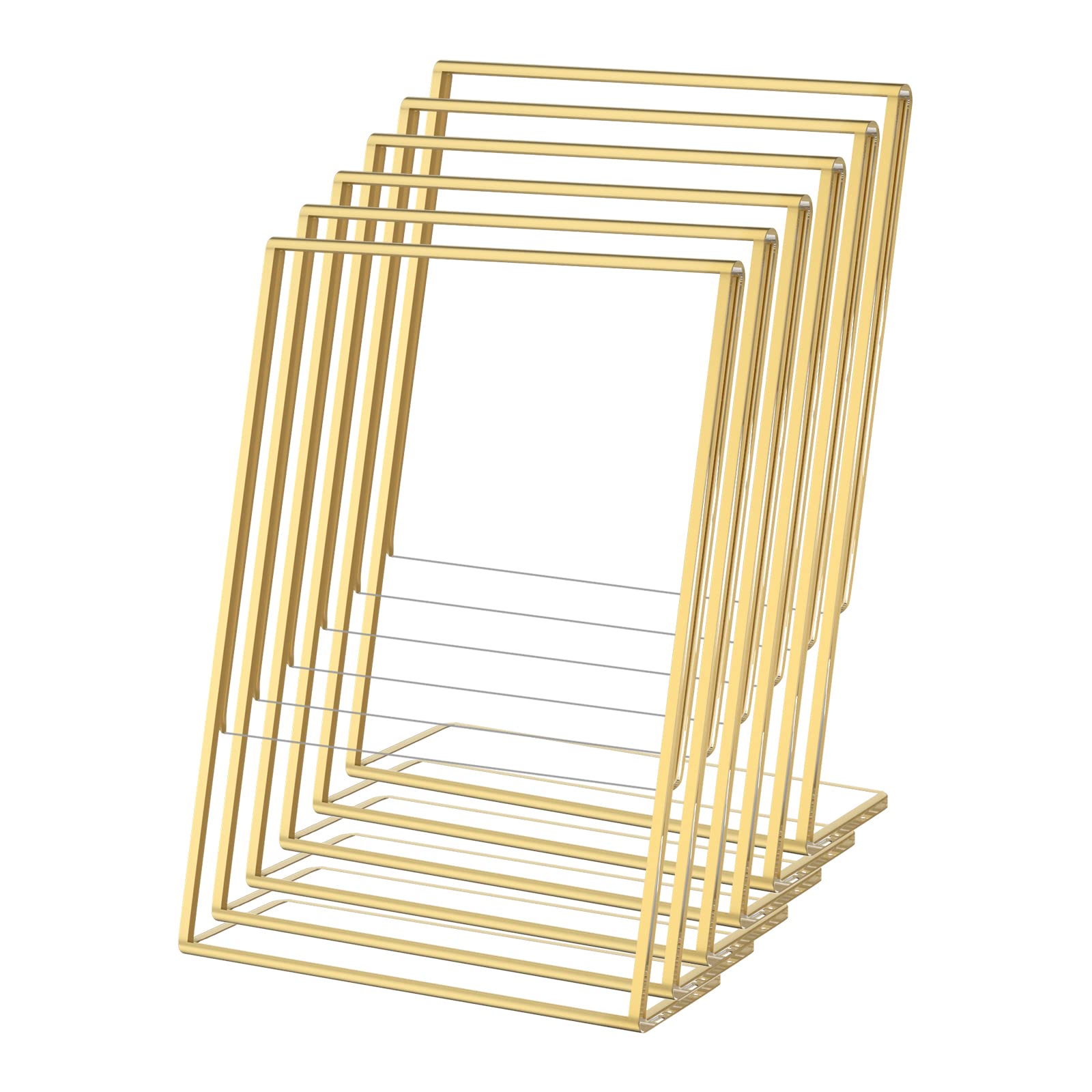 Niubee 6 Pack 4 X 6 Acrylic Gold Frame, Slanted Back Table Sign Holder For Wedding Table Numbers, Restaurant Signs, Photos And A