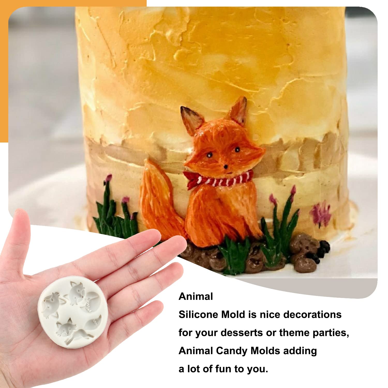 Sijiangmold Cat Head Fondant Molds Bear Fox Unicorn Silicone Mold For Cupcake Topper Cake Decorating Chocolate Gum Paste Polymer