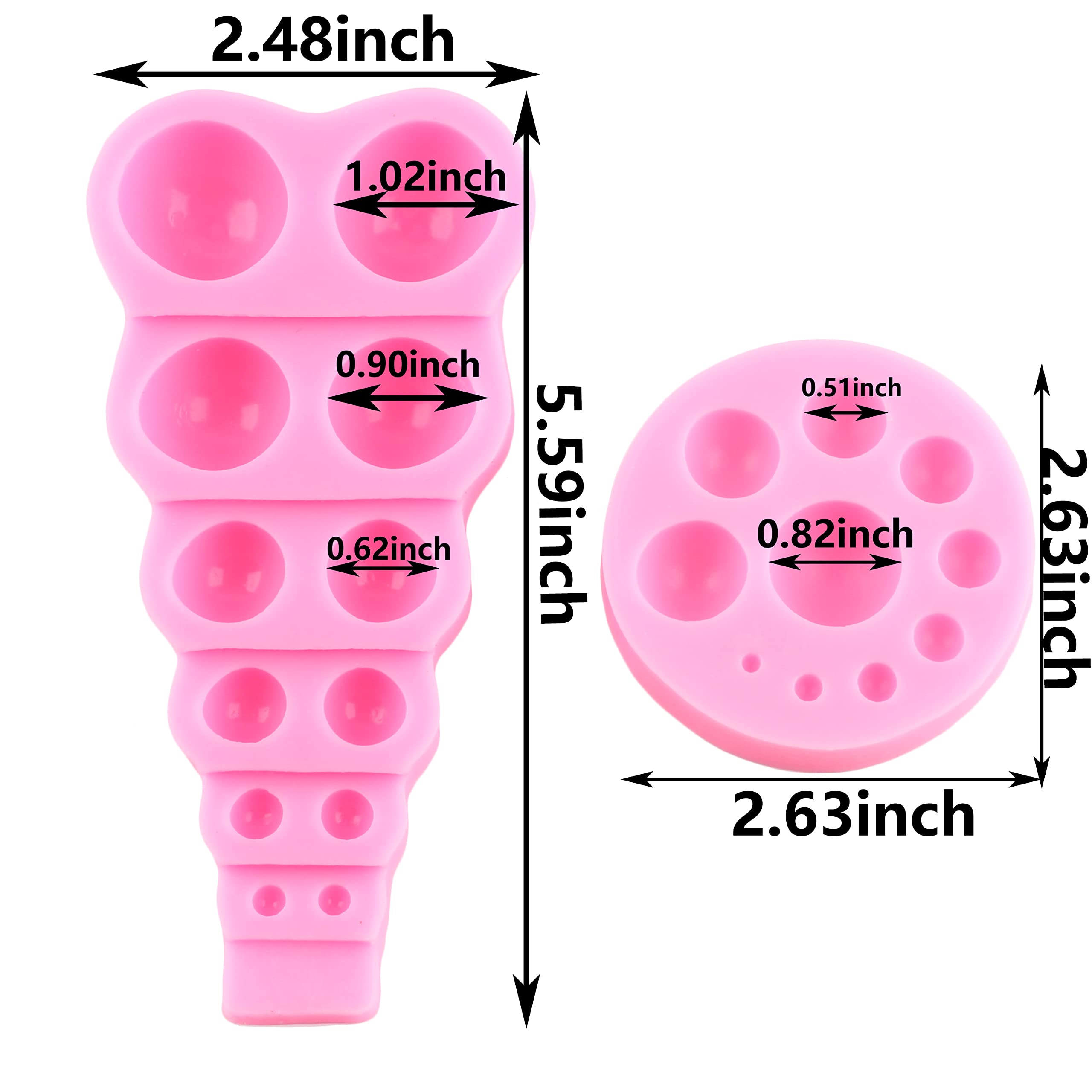 Mujiang Pearl Silicone Mold Semi Sphere 3D Chocolate Molds For Fondant Cake Decorating Set Of 2