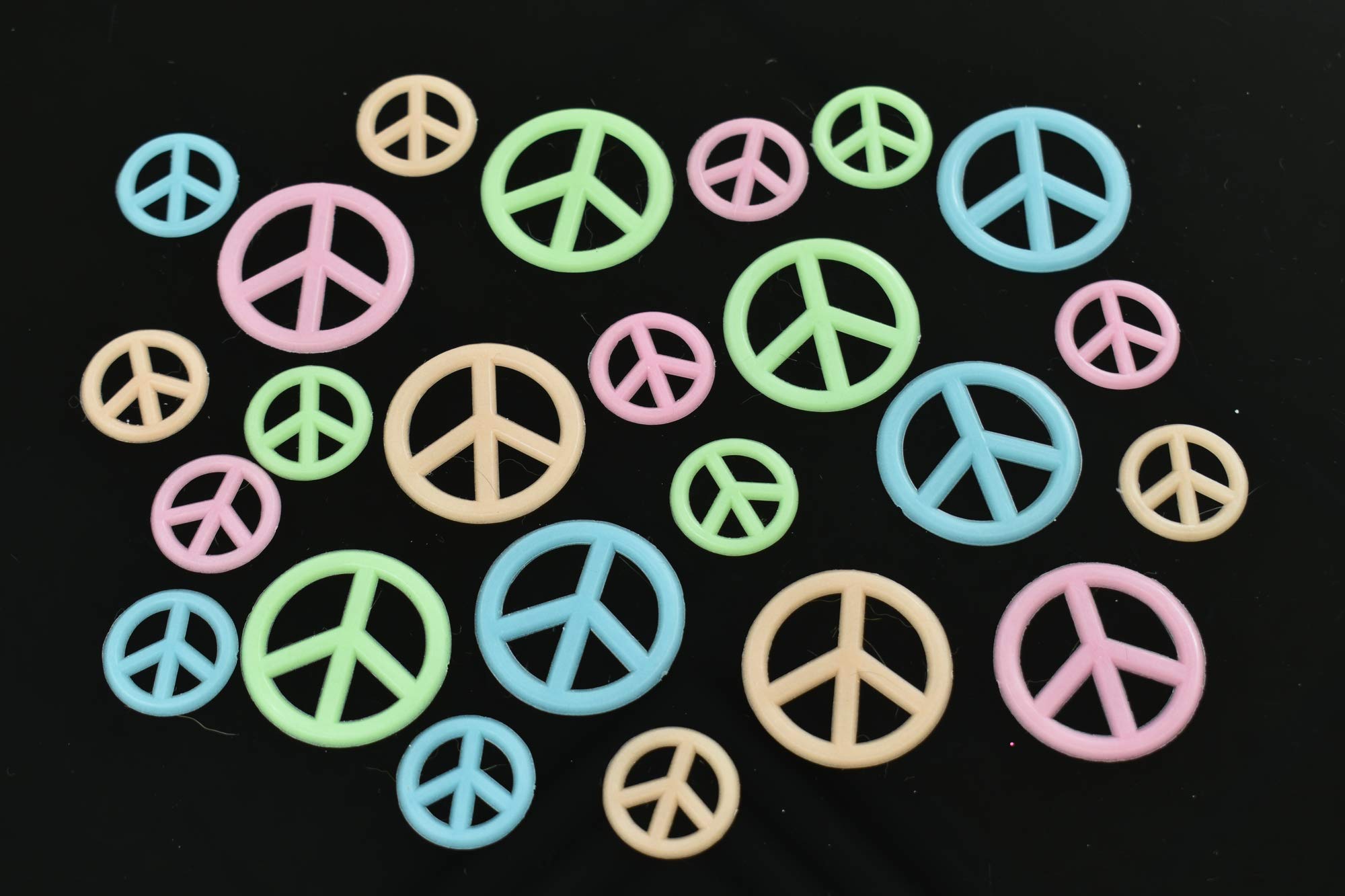 DirectGlow 24 Piece Glow in The Dark Peace Signs Multicolor Wall Decor