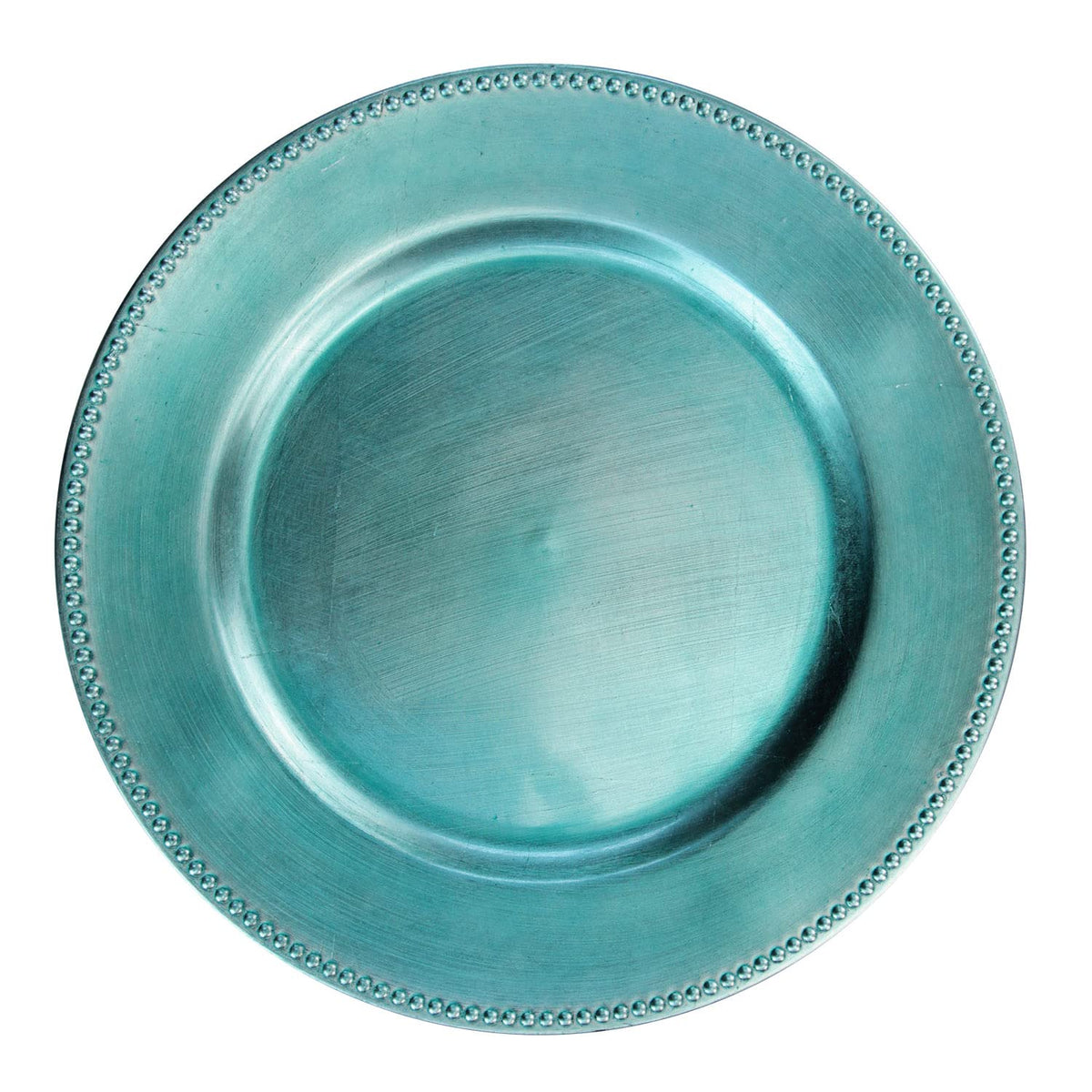 Welmatch Turquoise Plastic Beaded Charger Plates - 12 Pcs 13 Inch Round Wedding Party Decroation Metallic Charger Plates (Turquo