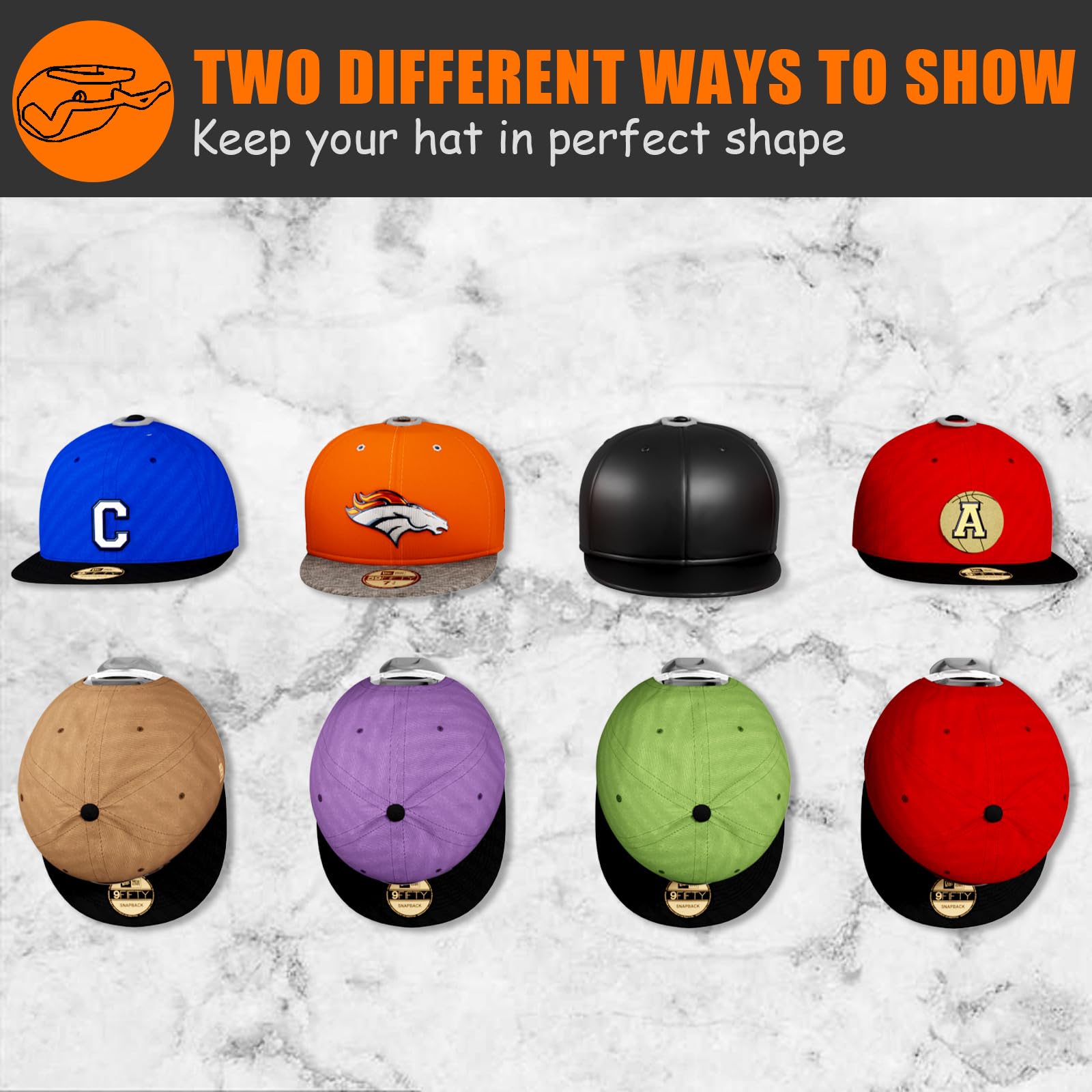 24 Pack Adhesive Hat Hooks For Wall, Strong Hat Rack For Baseball Caps, Minimalist Hat Organizer Display For Home Decor, Hat Hol