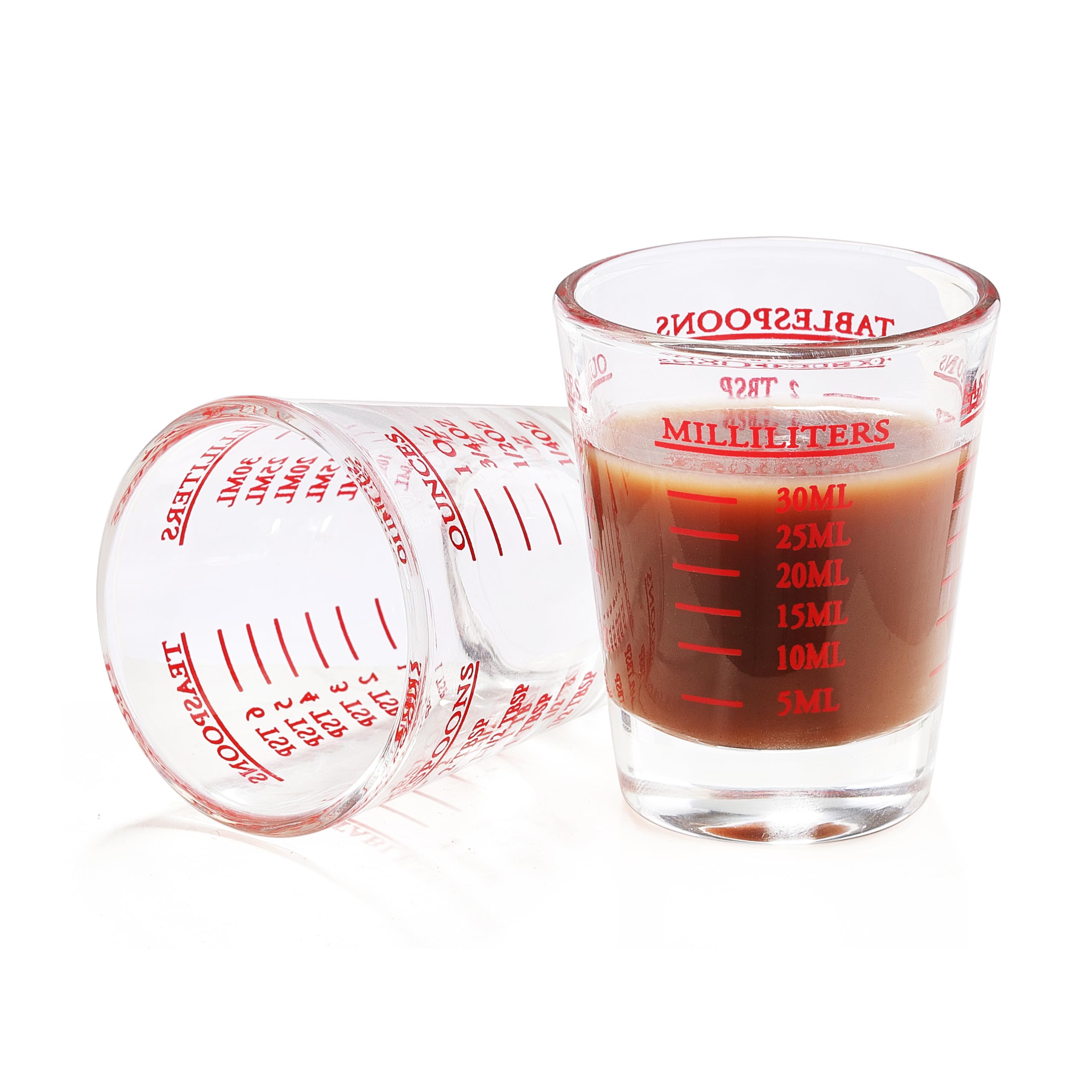 Shot Glass Measuring Cup, 2PCS Measuring Shot Glasses, Thick Base Liquid Measuring Cup for Espresso Shot Glass and Measuring Gla