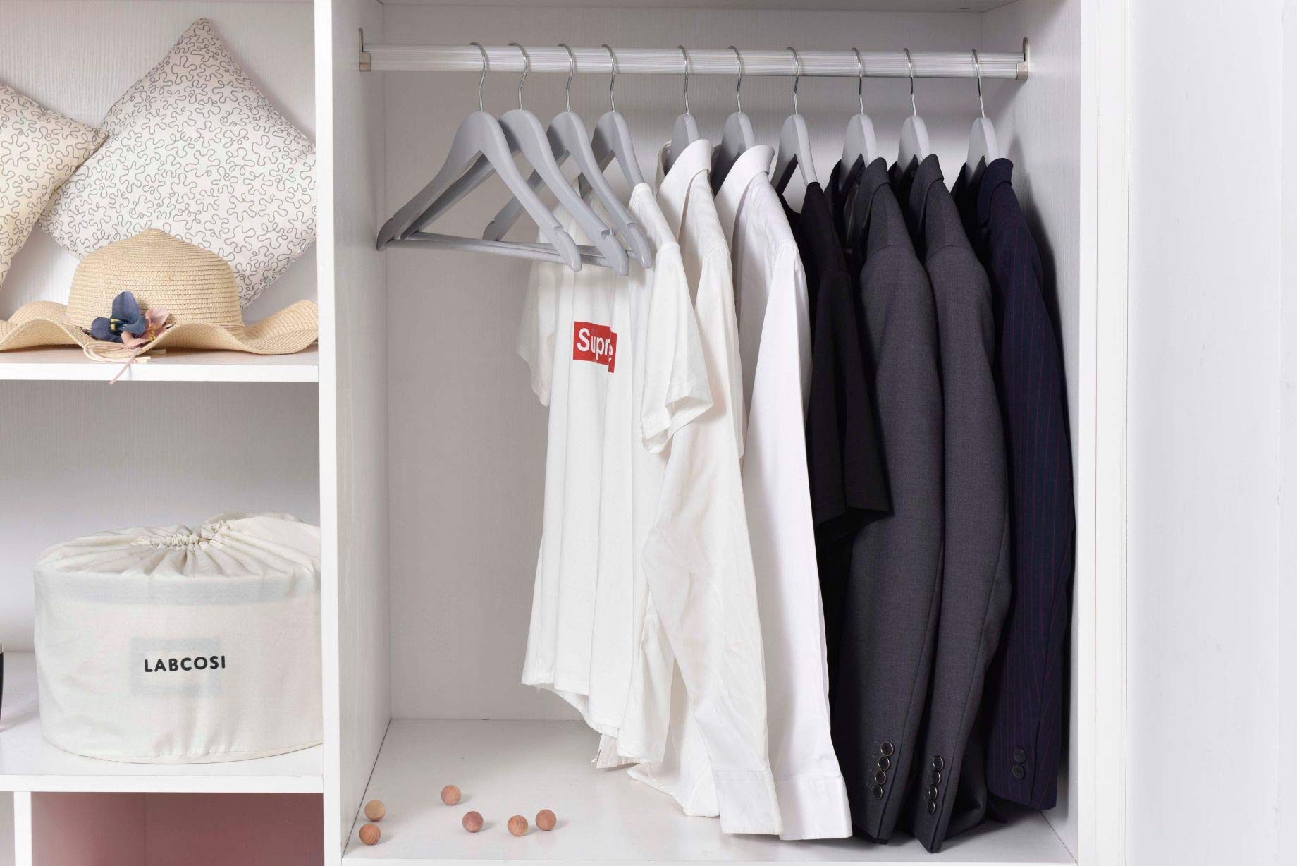 Quality Wooden Hangers - Slightly Curved Hanger 30-Pack Sets - Solid Wood Coat Hangers With Stylish Chrome Hooks - Heavy-Duty Cl