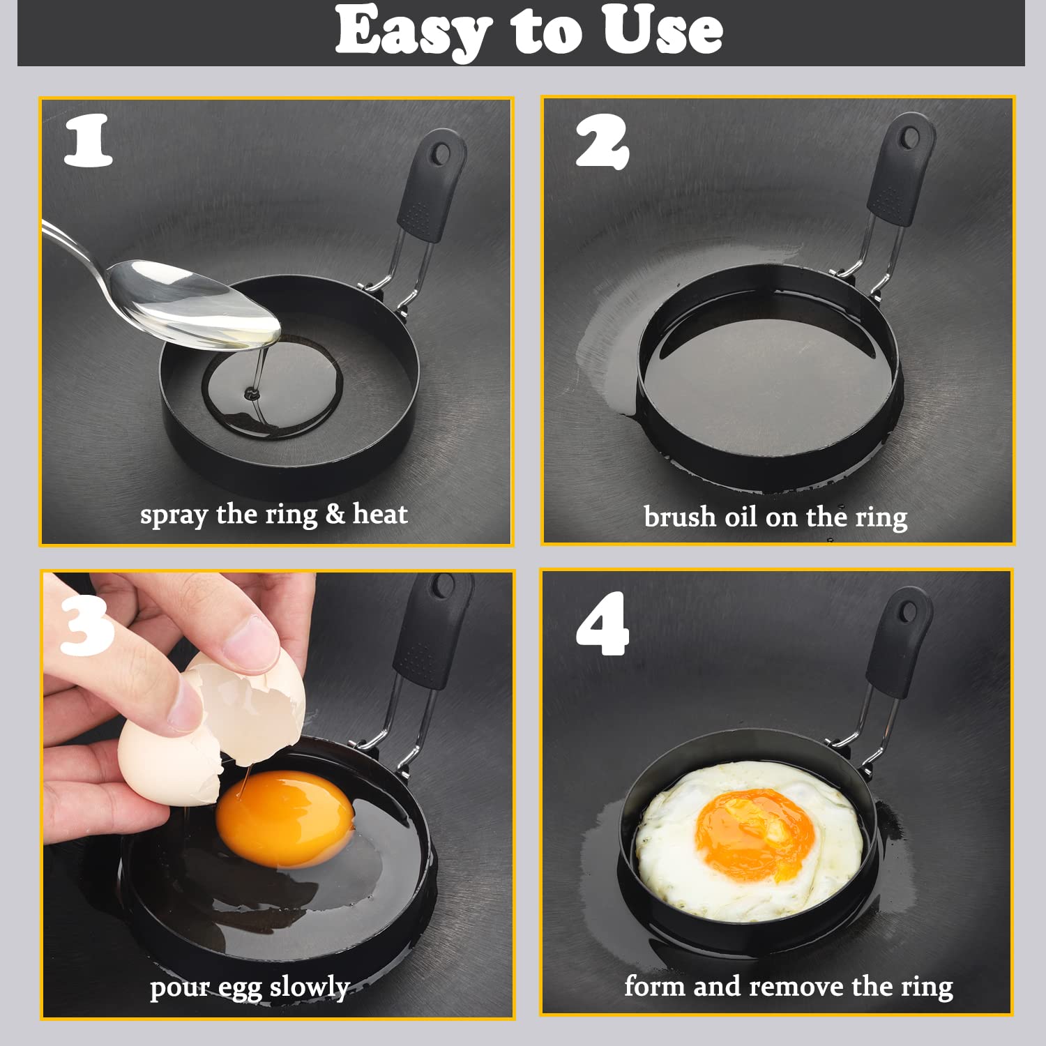 Egg Rings 8 Packs Stainless Steel Pancake Molds And Egg Ring Set Nonstick Round Egg And Omelet Molds For Frying Eggs And Muffins