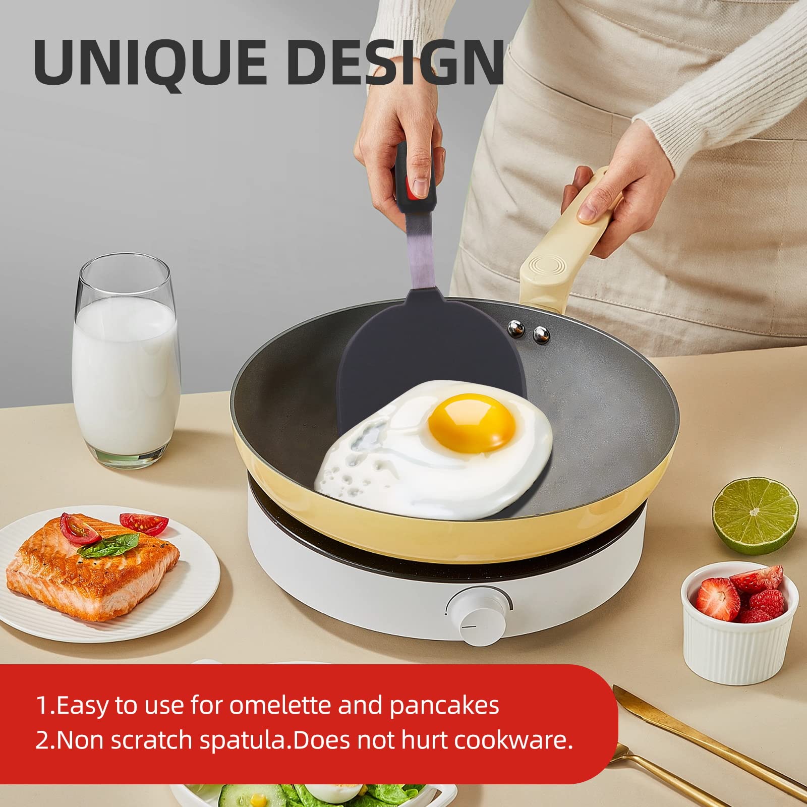 Collfa Kitchen Cooking Utensils Large Silicone Spatulas Turner Heat Resistant 3-Pack Set For Nonstick Cookware,Bpa-Free Rubber T