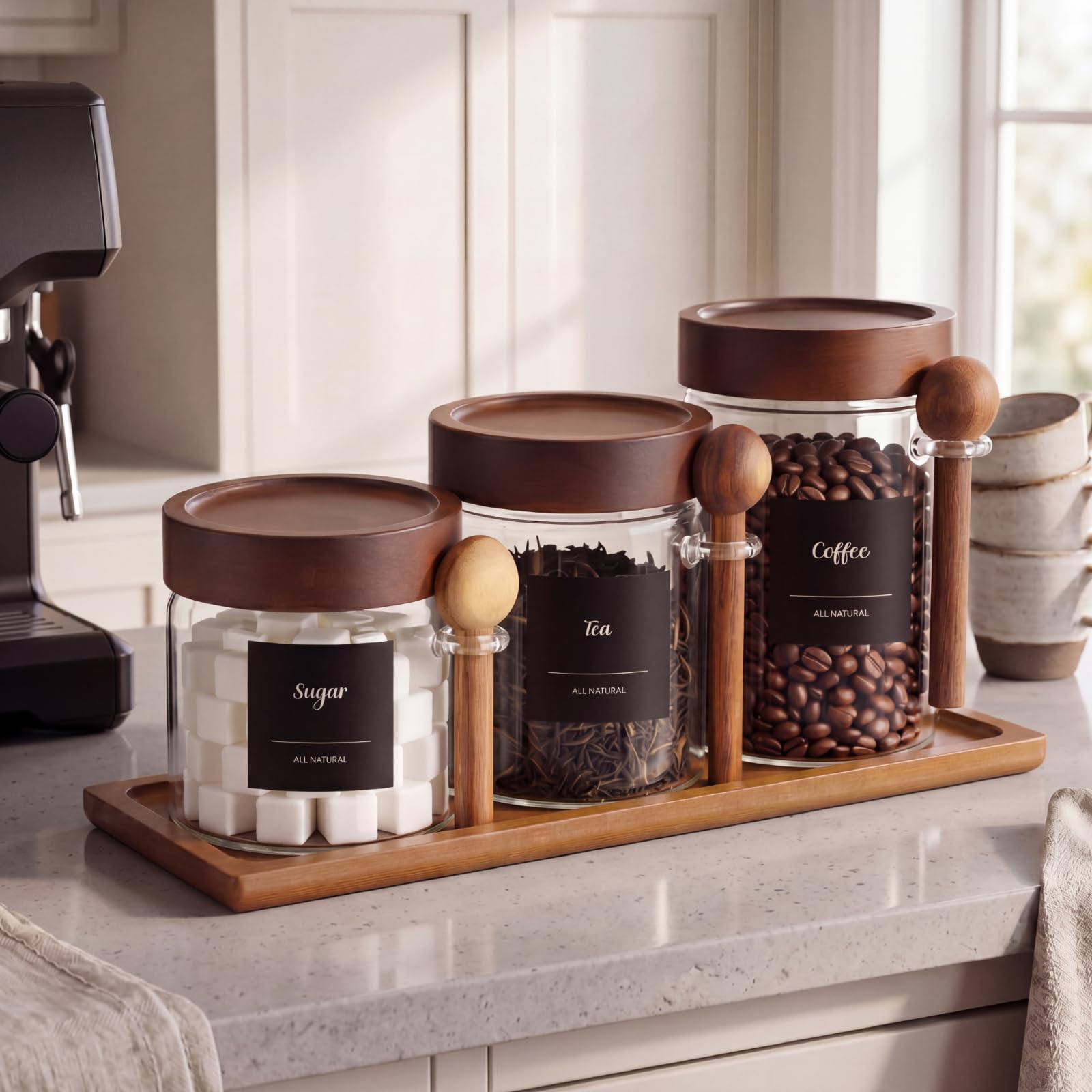 Ferrochef 3 Pcs Coffee and Sugar Container Set, 31,24,18 oz