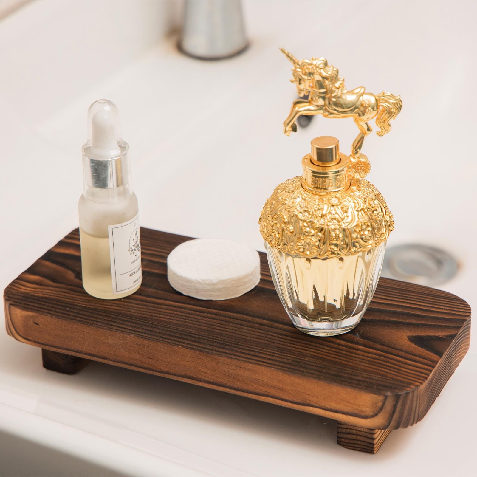 Wood Risers For Decor Display, Bathroom Counter Sink Decor, Dish Soap Tray Wood Tray For Kitchen Counter, Small Wooden Soap Stan