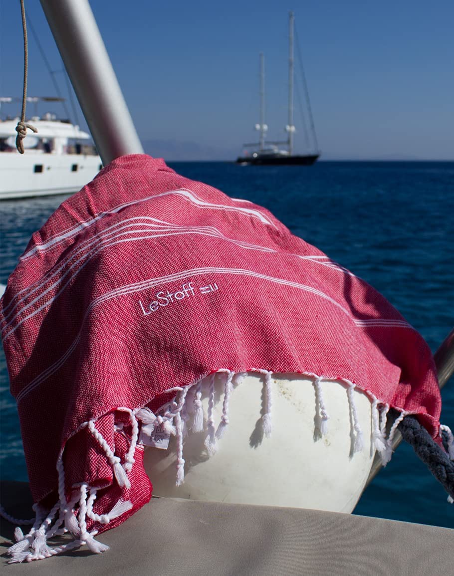 Lestoff Turkish Beach Towel 100% Organic Cotton Prewashed 38''X71'' Soft Highly Absorbent Quick Drying Beach Pool Bath Yoga Gym