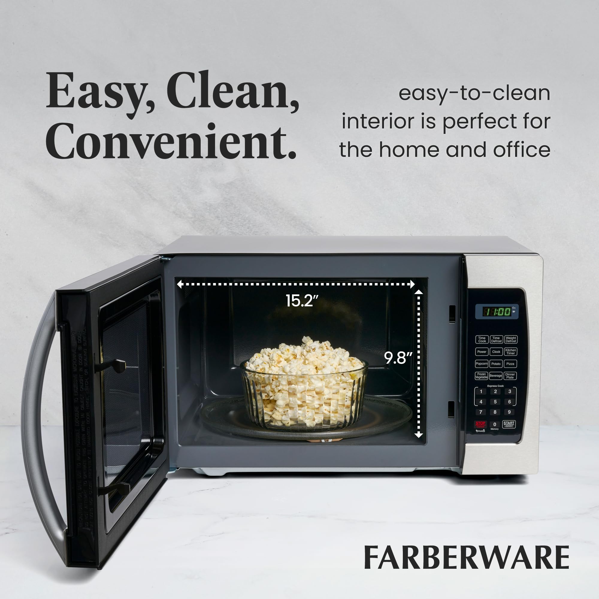 Farberware Countertop Microwave 1000 Watts, 1.3 Cu. Ft. - Microwave Oven With Led Lighting And Child Lock - Perfect For Apartmen