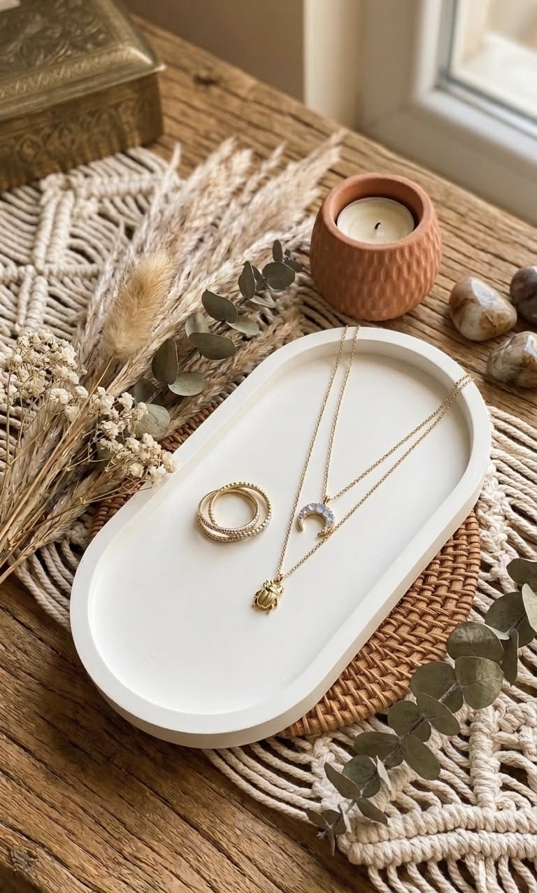 Treetrunk Concrete Oval Shaped Tray | Jewellery Tray | Perfect Catch For Your Favorite Jewelry Pieces | Stylish Way To Organize 