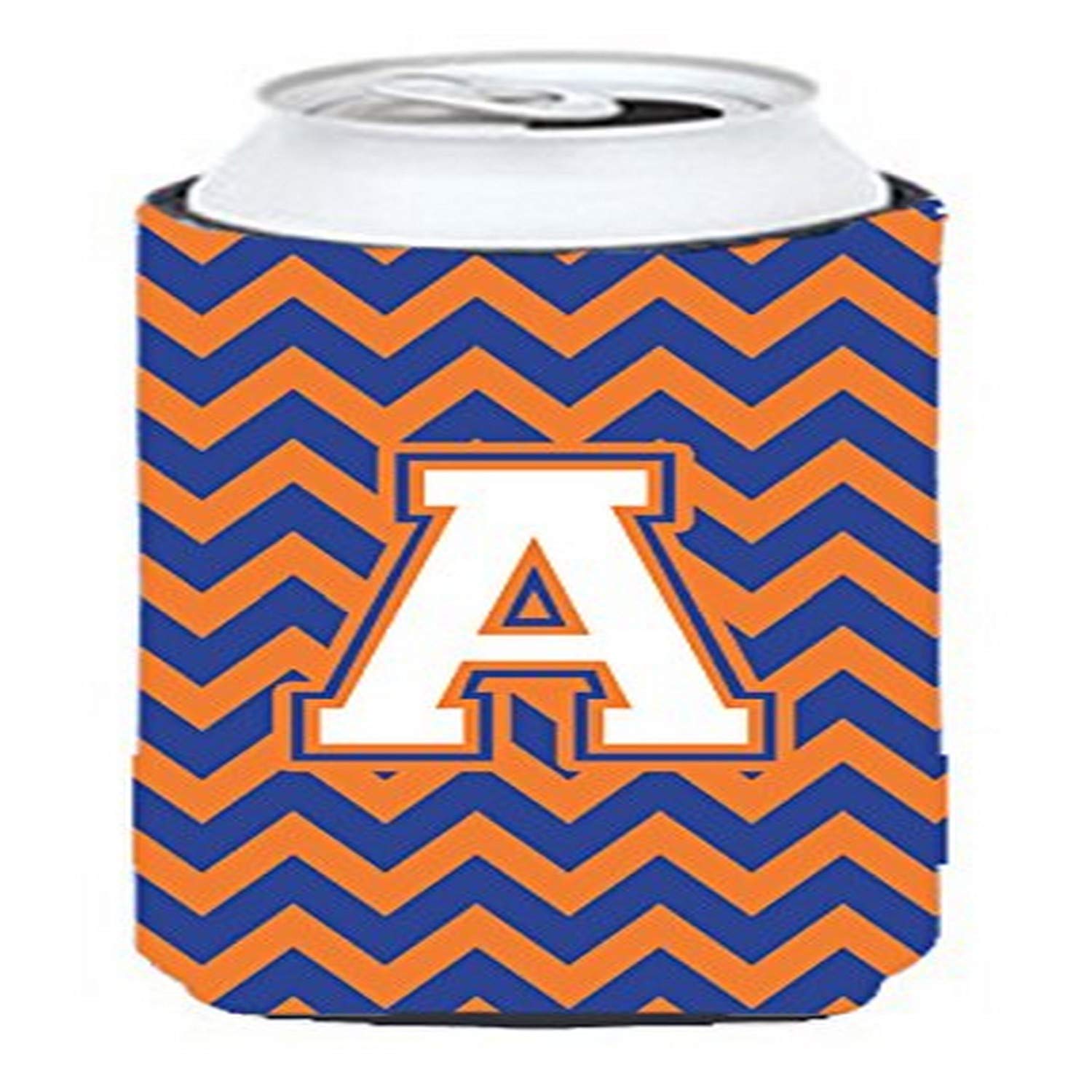 Letter A Chevron Blue and Orange Tall Boy Beverage Insulator Hugger CJ1060-ATBC