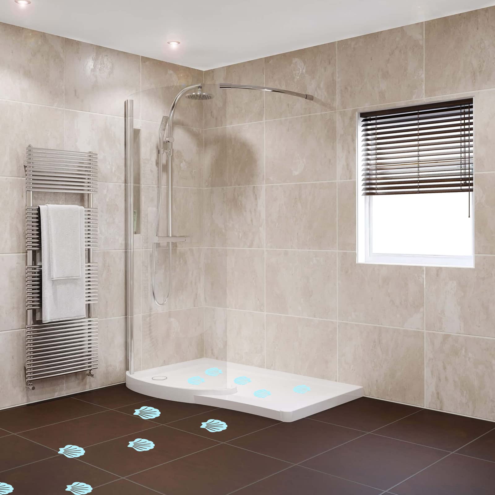 Coufce Bathtub Stickers Non Slip, Shell Shaped Tubs Safety Shower Treads, Adhesive Sticker For Bathroom Bathtub, Shower Floor,Bl