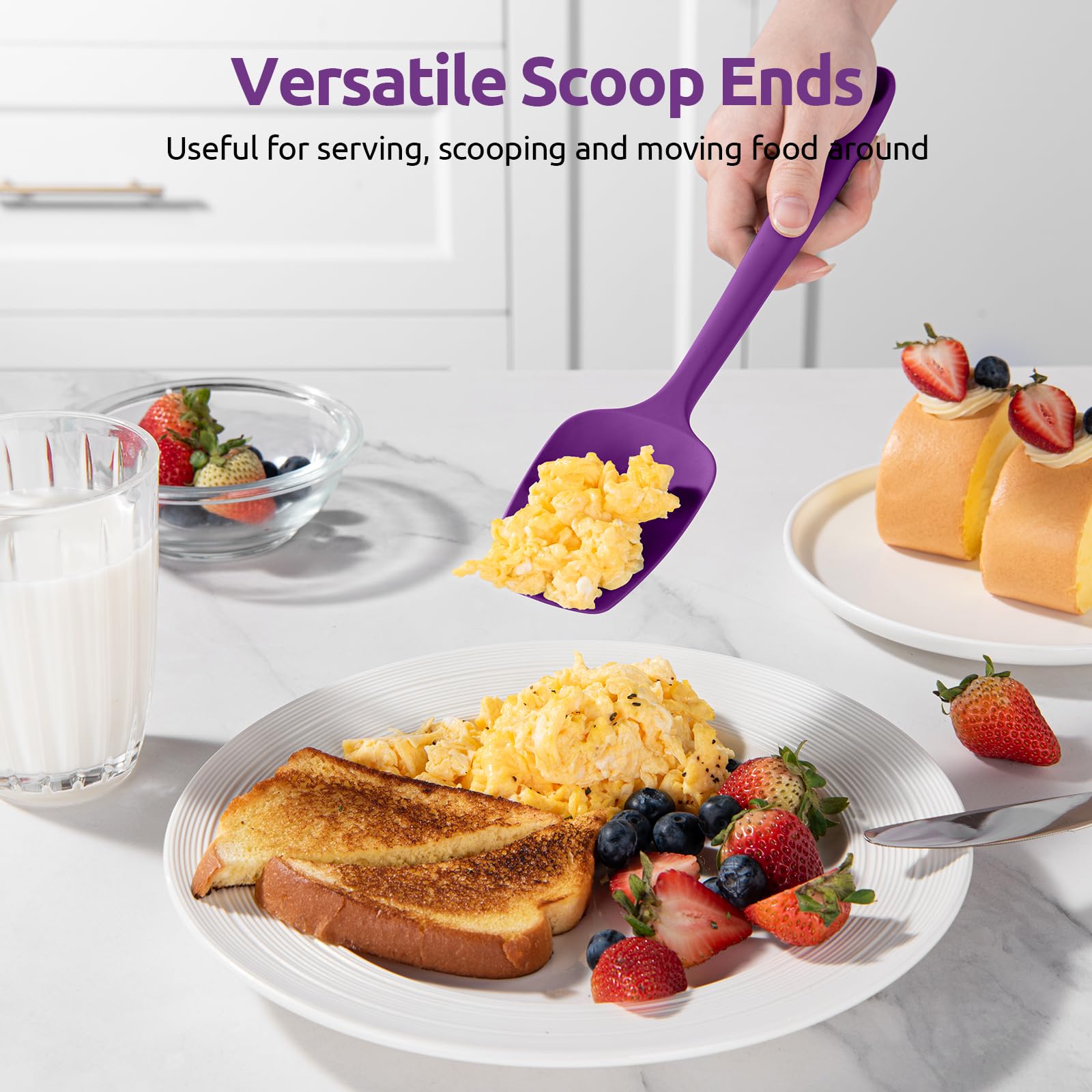 U-Taste Silicone Spoon Spatula Set, 600F High Heat Resistant Food Grade Flexible Rubber Scraper, Integrated Cooking Mixing Bakin