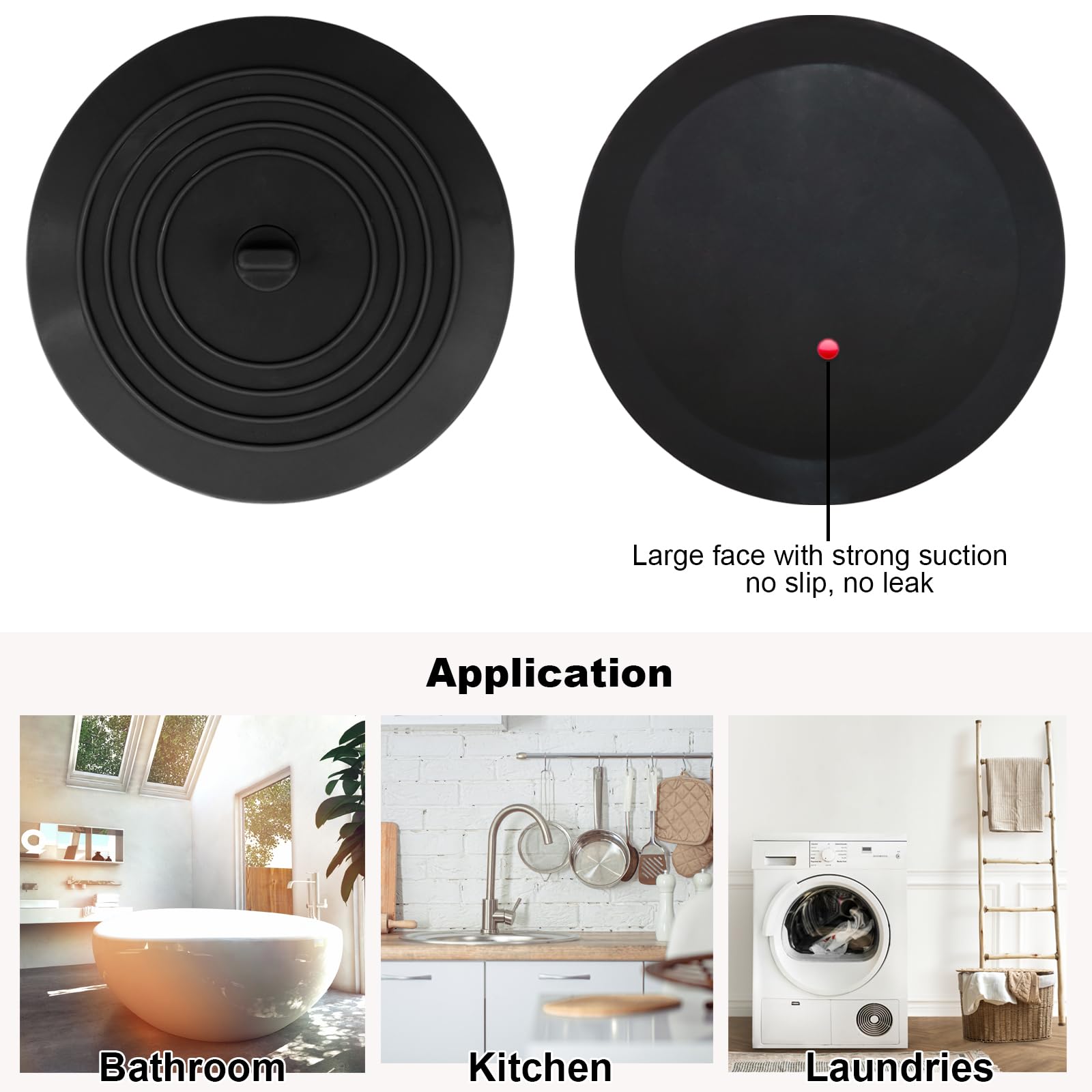 V-Top Bathtub Drain Stopper 2 Pack, 5 Inches Silicone Tub Stopper Shower Drain Cover, Bath Tub Plug Hair Stopper,Universal Flat