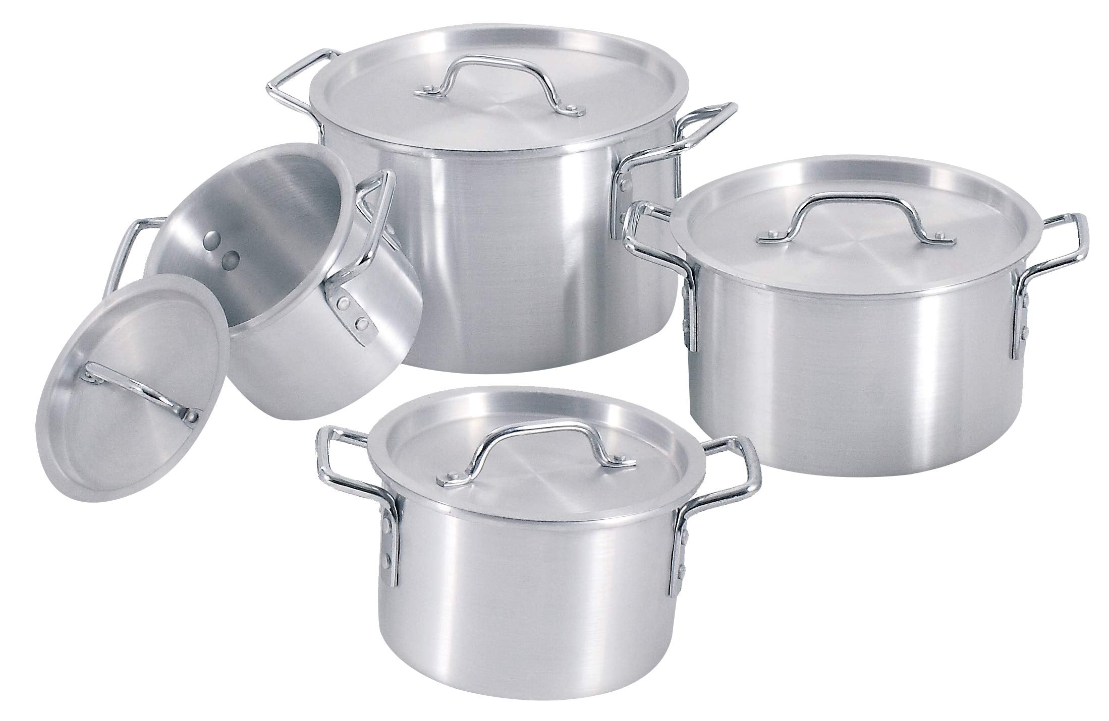 Uniware Heavy Gauge Aluminum Sauce Pot Set (8 Pcs Set (2 3.5 5.5 8 Qt))