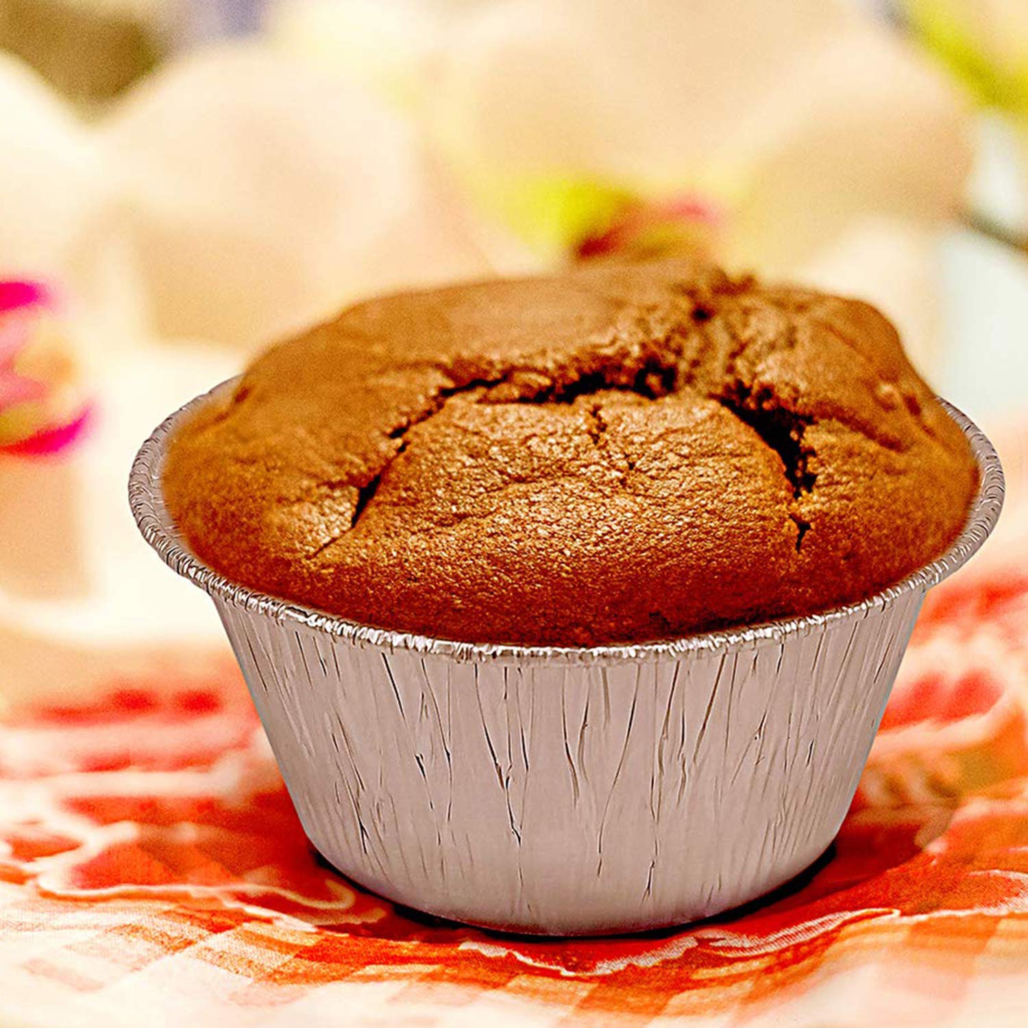 2 Oz Disposable Baking Cups Tins Foil Pans Cups 70 Ml Aluminum Foil Cupcake Bowl Pans For Baking, Roasting, 100Pcs.