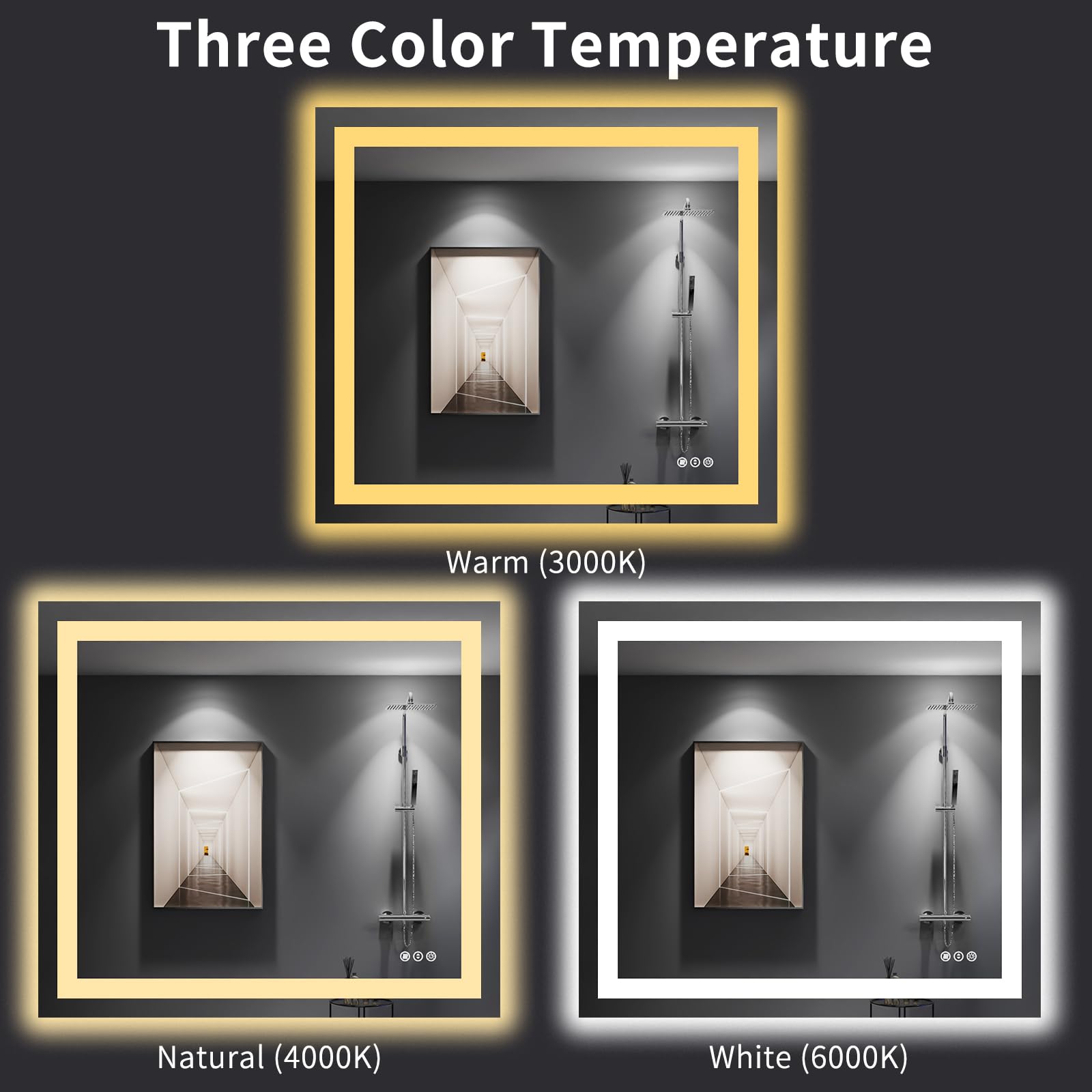 Loaao 40''X36'' Led Bathroom Mirror With Lights, Anti-Fog, Dimmable, Backlit + Front Lit, Lighted Bathroom Vanity Mirror For Wal