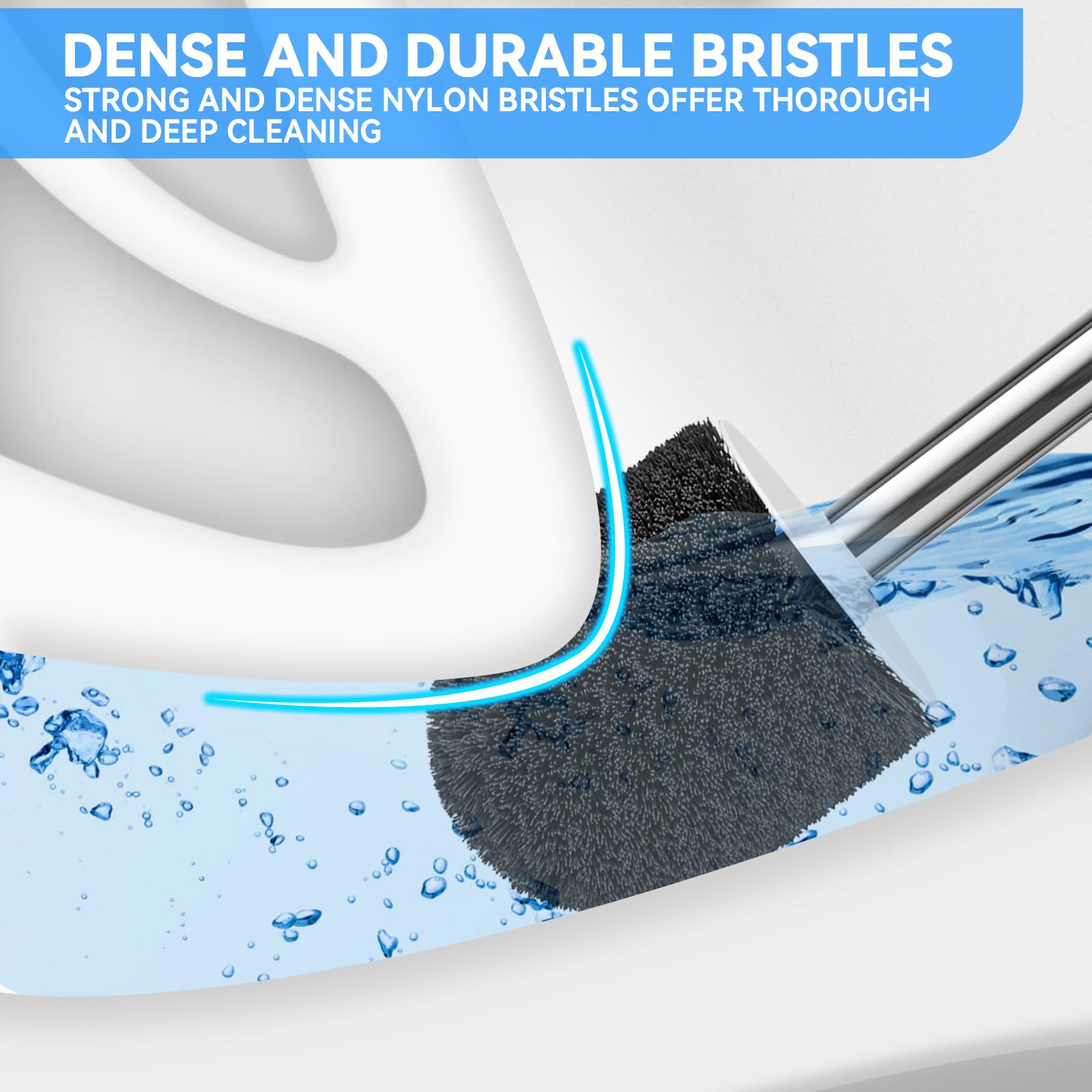 Toilet Brush, Toilet Brush And Holder With 304 Stainless Steel Handle, Space Saving Toilet Bowl Brush For Storage, Durable Brist