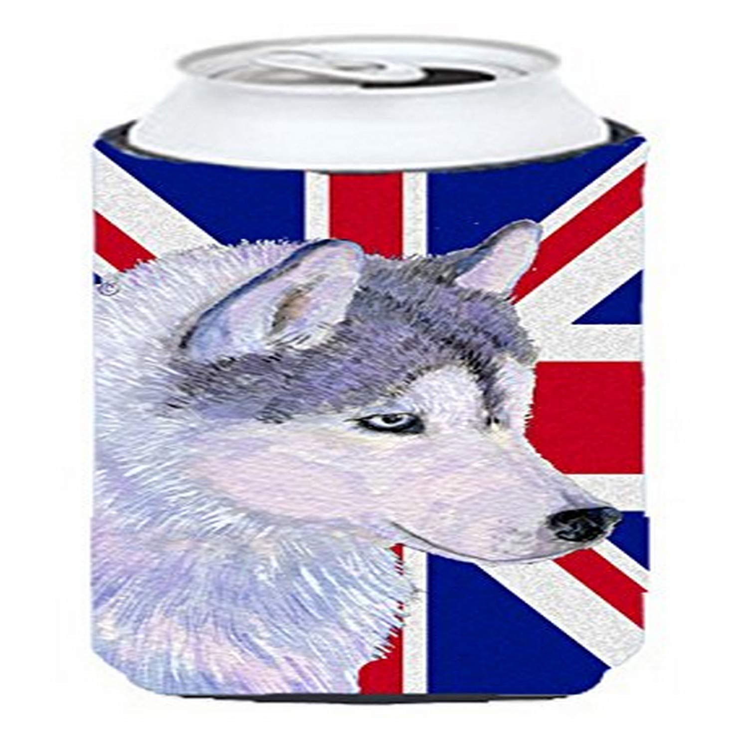 Caroline'S Treasures Ss4906Tbc Siberian Husky With English Union Jack British Flag Tall Boy Hugger Can Cooler Sleeve Hugger Mach