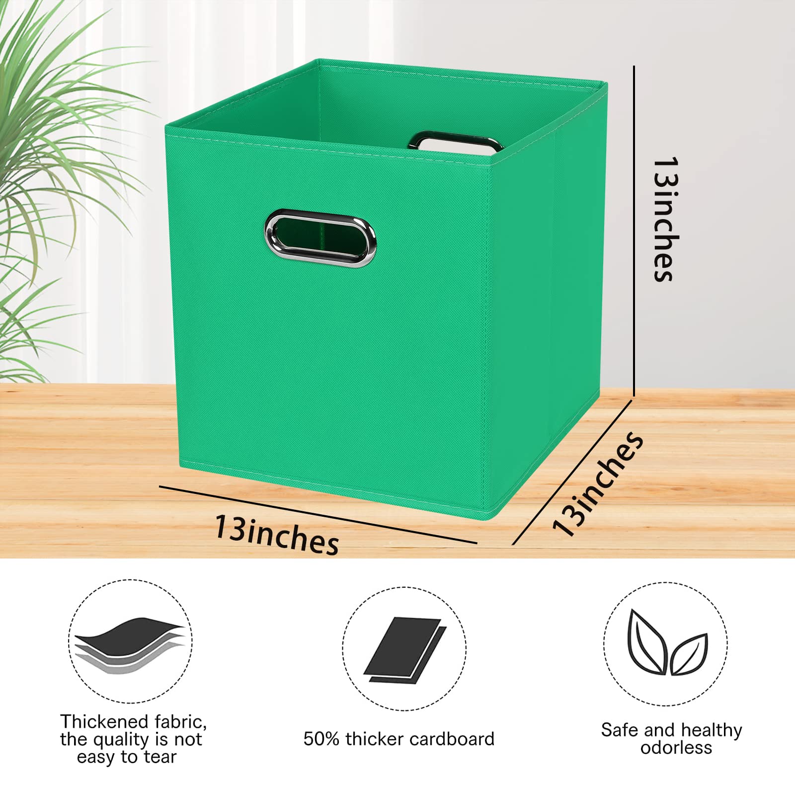 Sevendome Fabric Storage Bins,13 Inch Cube Organizer Bins ,Fabric Organizer Bins Foldable Storage Bins Basket With Dual Handles