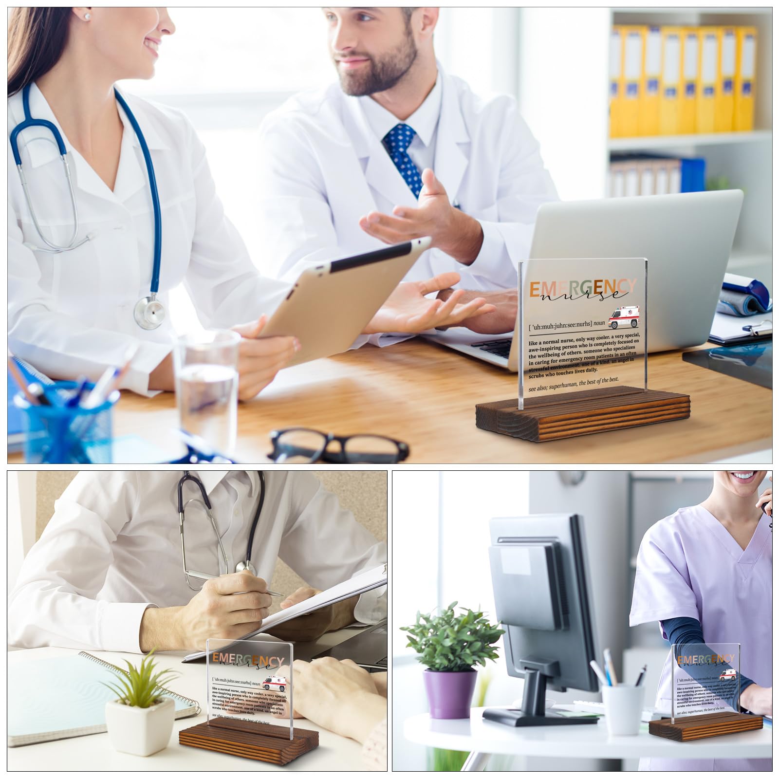 Emergency Nurse Definition Clear Desk Decorative Sign, Appreciation Thank You Gift for Er Nurse, First Responders ED Nurse Gifts