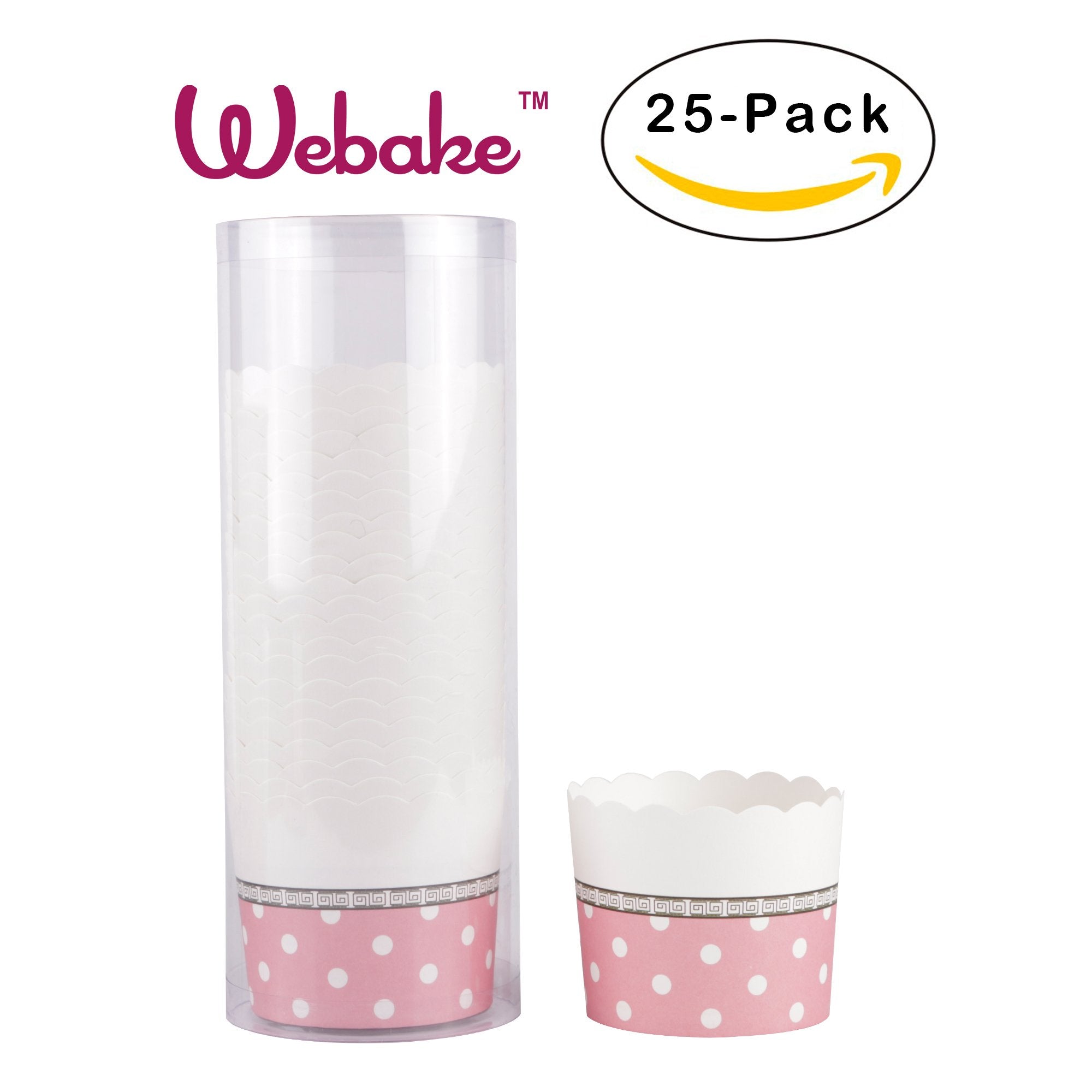 Webake Large Paper Baking Cups, 6oz Jumbo Cupcake Liners, Set of 25, Pink for Valentine's Day and Weddings