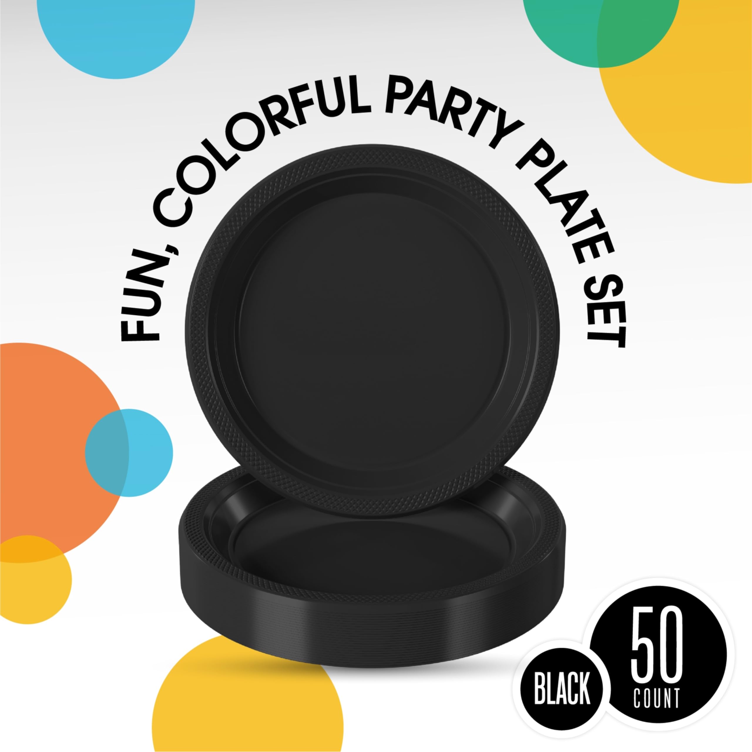 Exquisite Black Plastic Plates For Party 9 Black Disposable Plates For Party Supplies 50 Pcs Disposable Dinner Plate Heavy Dut