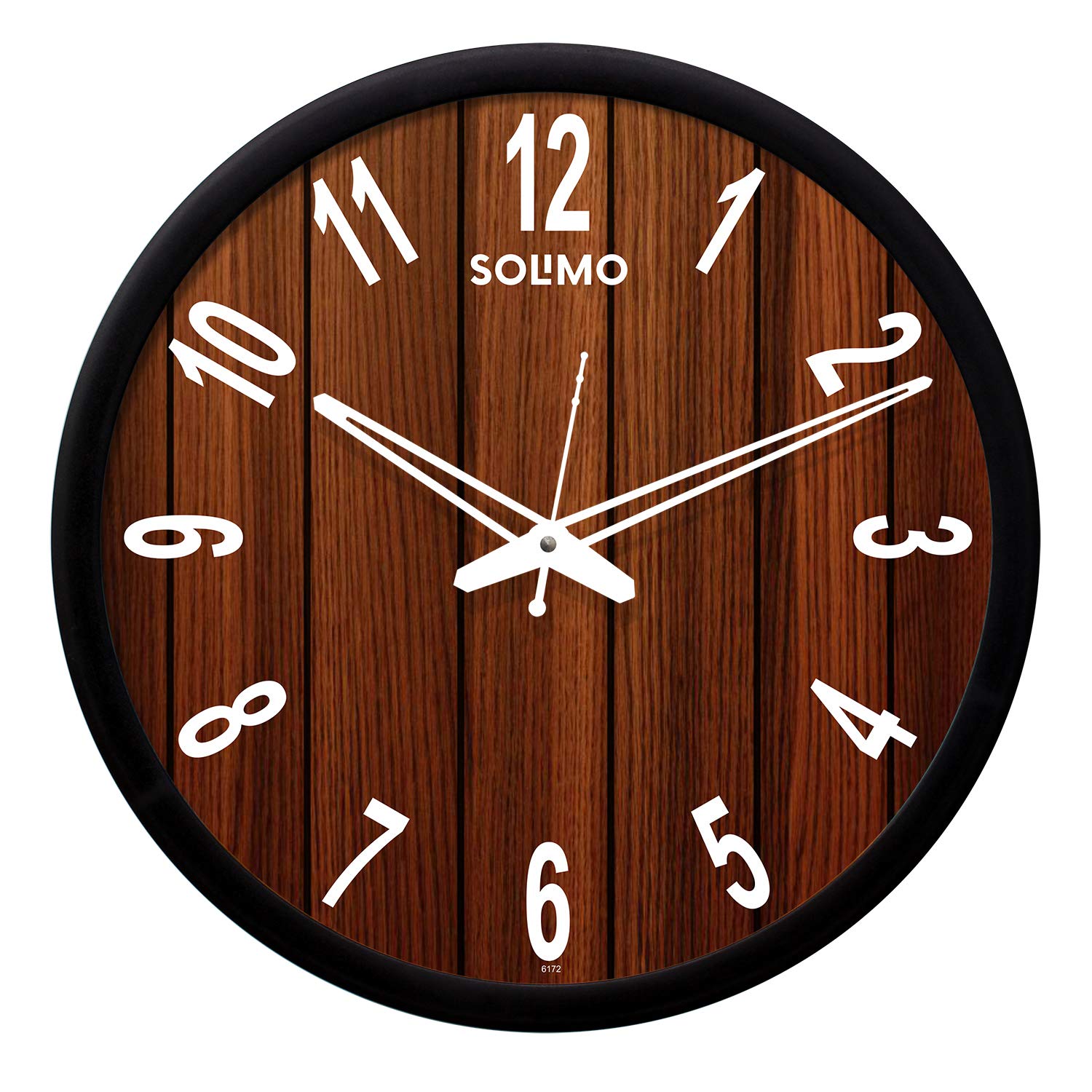 Amazon Brand - Solimo 12-Inch Classic Plastic & Glass Wall Clock - Ulimate (Silent Movement, Black Frame)