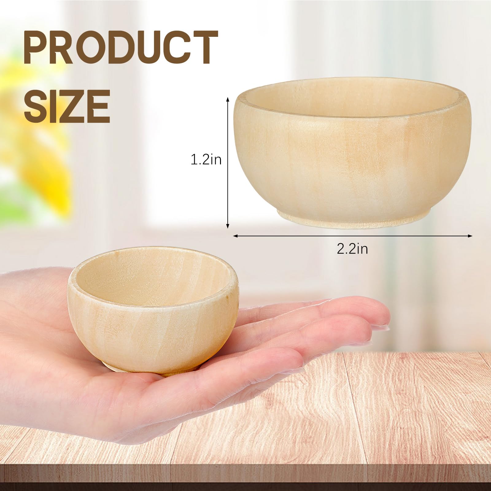 Uiifan Set Of 40 Wood Small Bowls Unfinished Wood Sauce Bowl Wooden Mini Round Bowl Serving Craft Bowls Kitchen Condiment Bowls