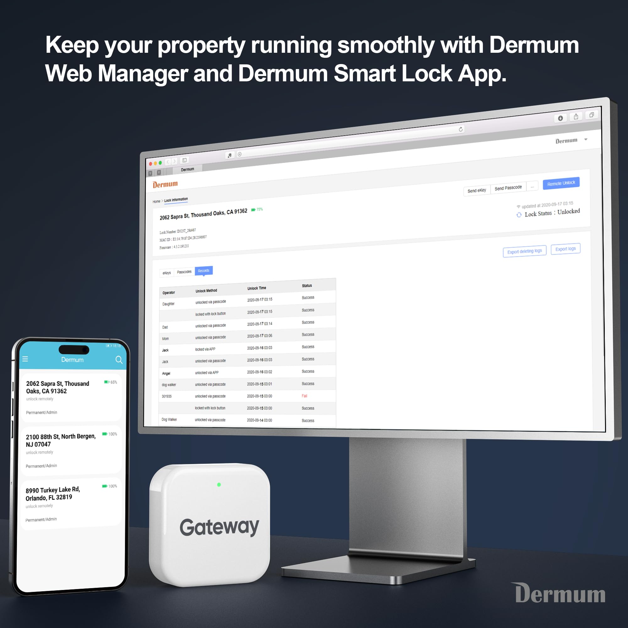 Dermum Smart Lock, Keyless Entry Door Lock, Smart Door Lock, Smart Lock For Front Door, Door Lock With Keypad, Fingerprint Door
