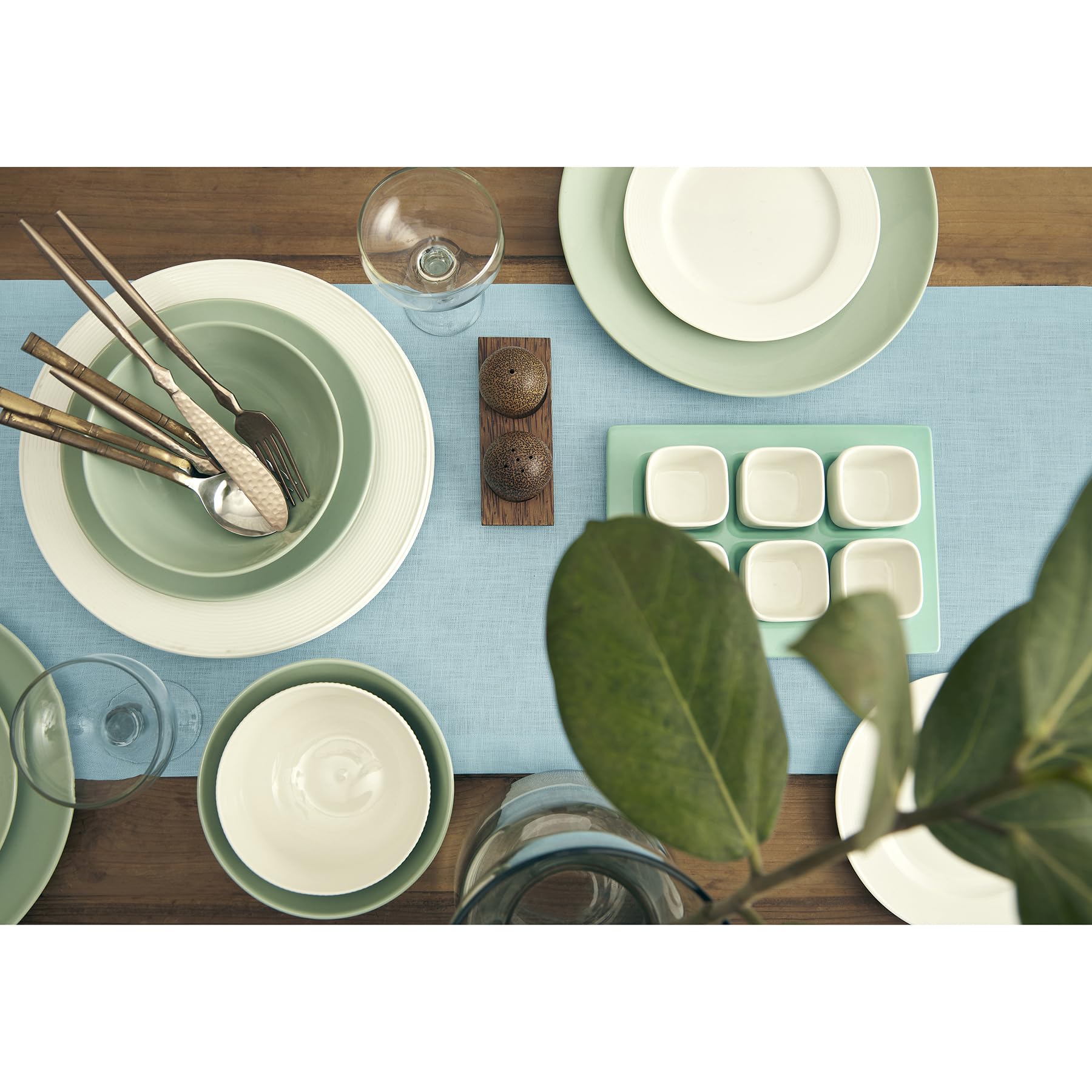 Solino Home Linen Aqua Blue Table Runner 108 Inches Long - Fete, 100% Pure Linen Dining Table Runner 14 X 108 Inch Ideal For Wed