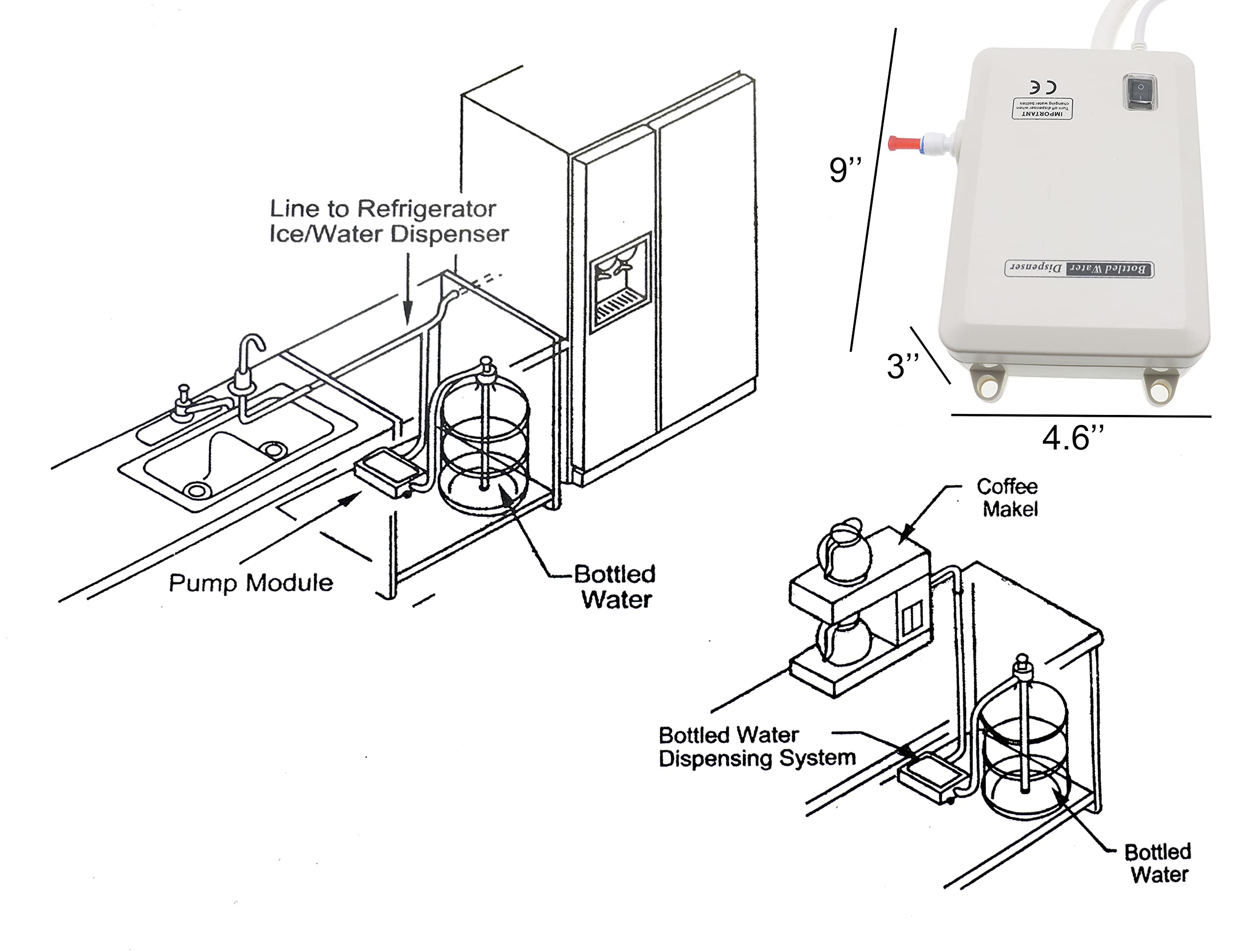 Tdrenergy Bottle Water Dispenser Pump System Automatic 110V 40Psi 1 Gpm For Home/Office Kitchen Refrigerator Coffee Maker Ice Ma
