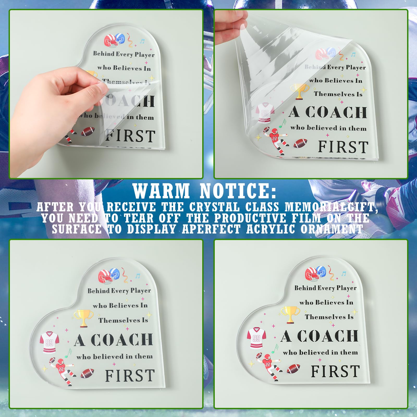 Acrylic Coach Gifts Thank You Gifts for Coaches Party Decorations Decorative Signs for Soccer Football Volleyball Coach Apprecia