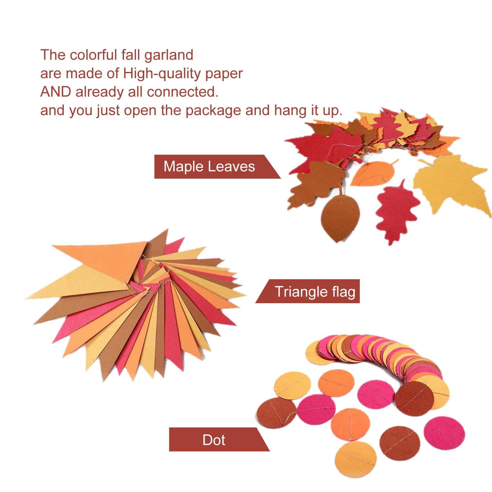 Happy Felt Fall Garland Banner,No Diy, Thanksgiving Orange Hanging Streamer Thankful Pennant Banner Triangle Flag For Harvest Au