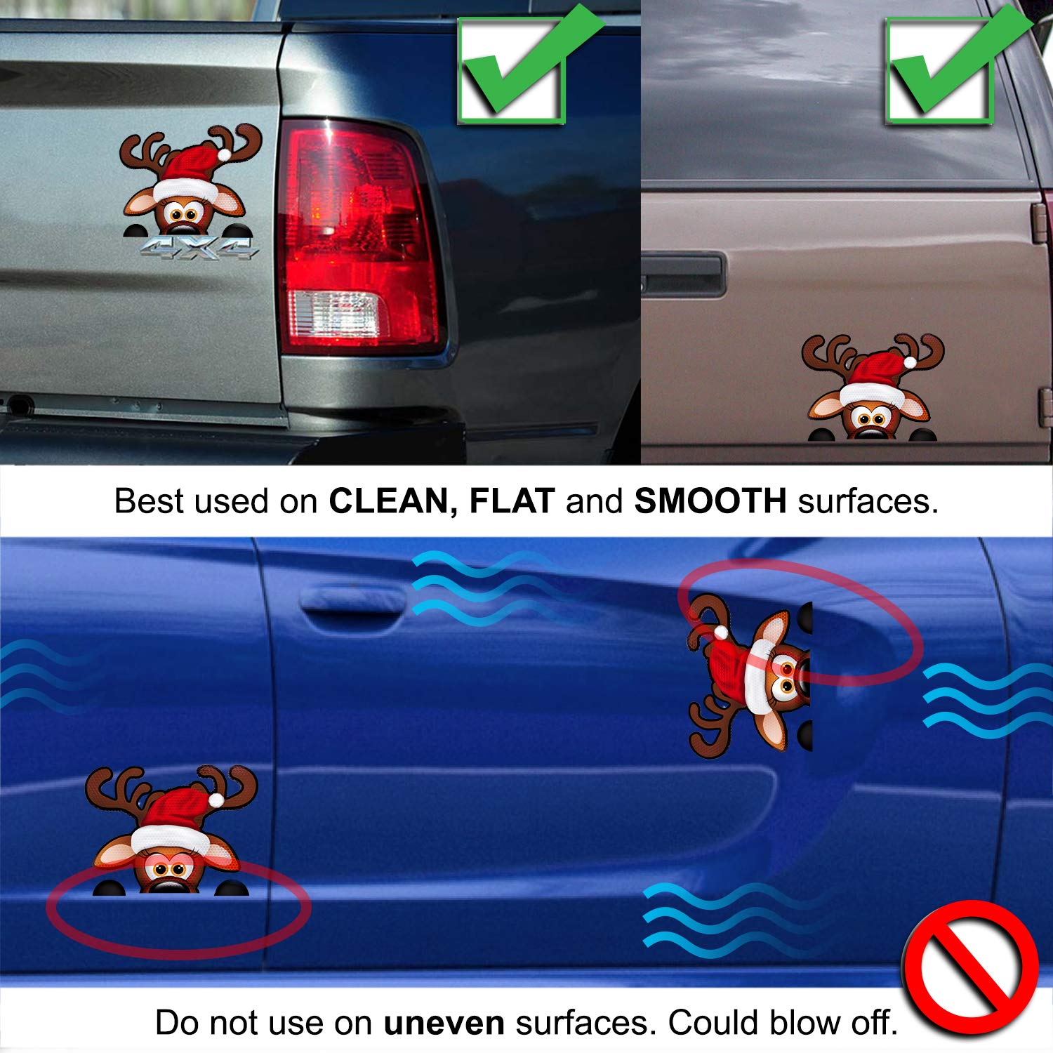 Bigtime Signs Jumbo Reflective Magnetic Santa'S Helper Reindeer Face Car Decorations Kit - Funny Holiday Automotive Magnet (Rein