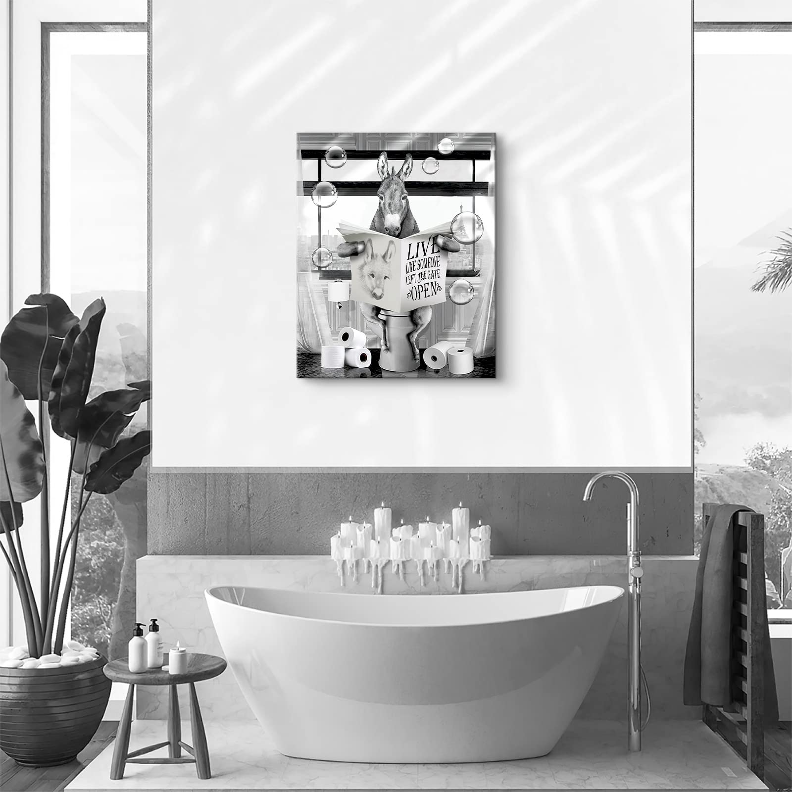 Bathroom Decor Wall Art Cute Donkey Pictures Farmhouse Bathroom Wall Decor Funny Donkey Sitting In Toilet Reading Newspaper Pain