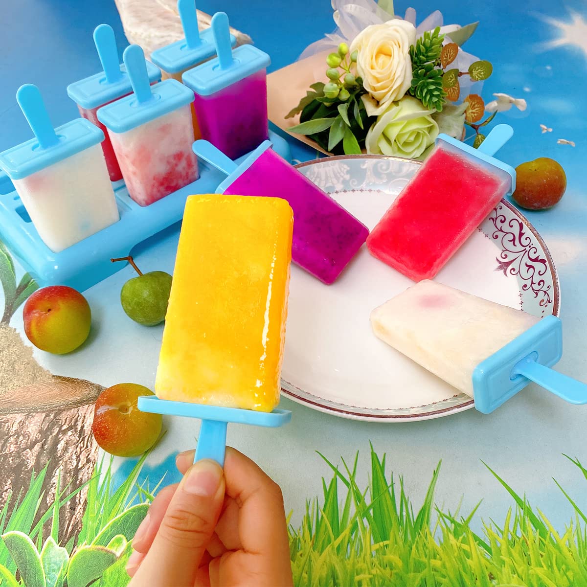 Alinana 9 Cavities Popsicles Molds, Without Bpa Popsicle Molds With Built-In Popsicle Stick, Diy Popsicle Molds With Cleaning Br