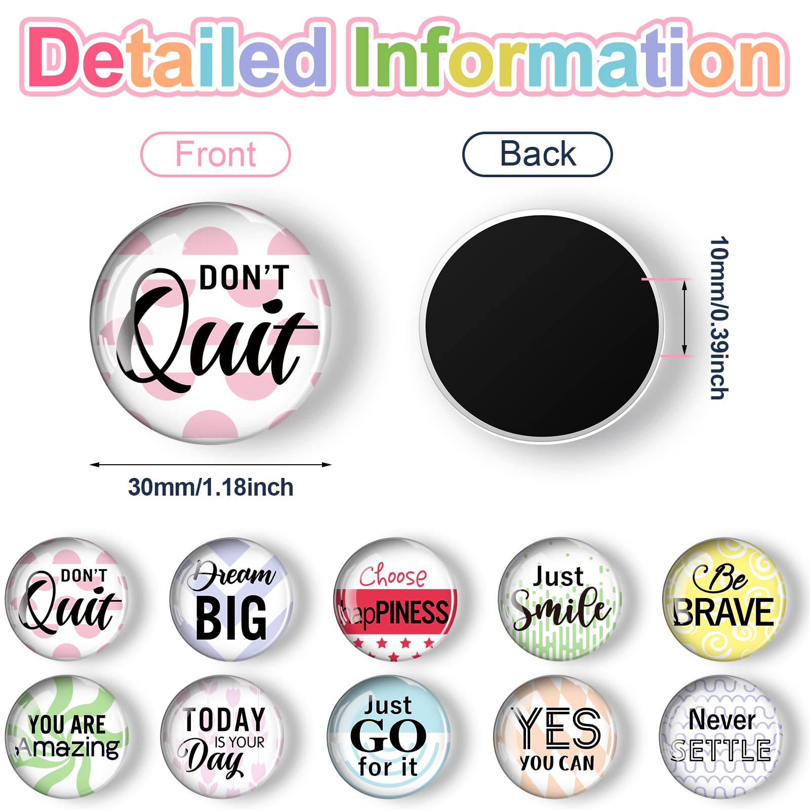 10 Pieces Inspirational Fridge Magnets Motivational Quote Magnets Glass Refrigerator Whiteboard Magnets For Classroom Office Hom