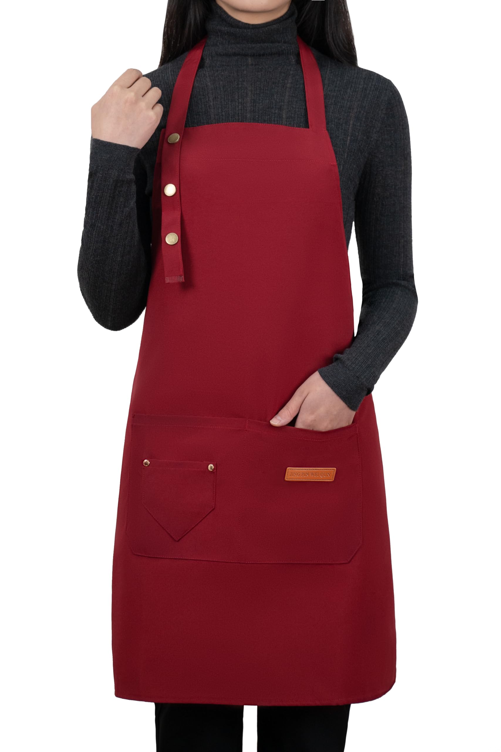 LOYGLIF Apron for Men Women with Adjustable Straps and Large Pockets, Canvas Cotton Cooking Kitchen Chef Bib Aprons Waterproof R