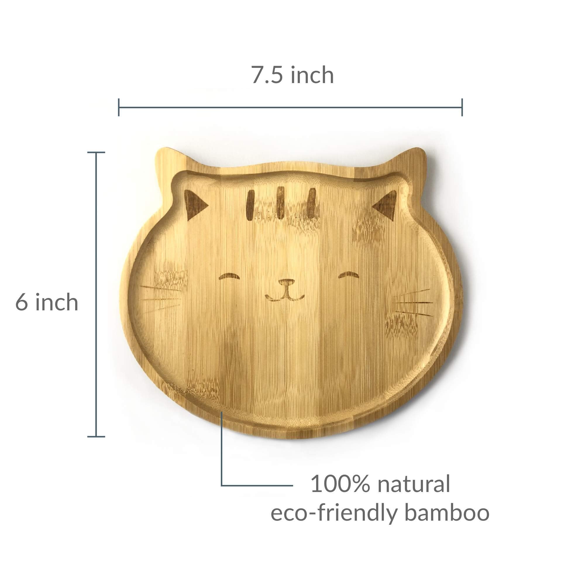 Jb Home Collection 4572, Bamboo Cat Shape Food Plate For Snacks Appetizer Fruit Vegetable | Food Platter | Picnic Kitchen Party