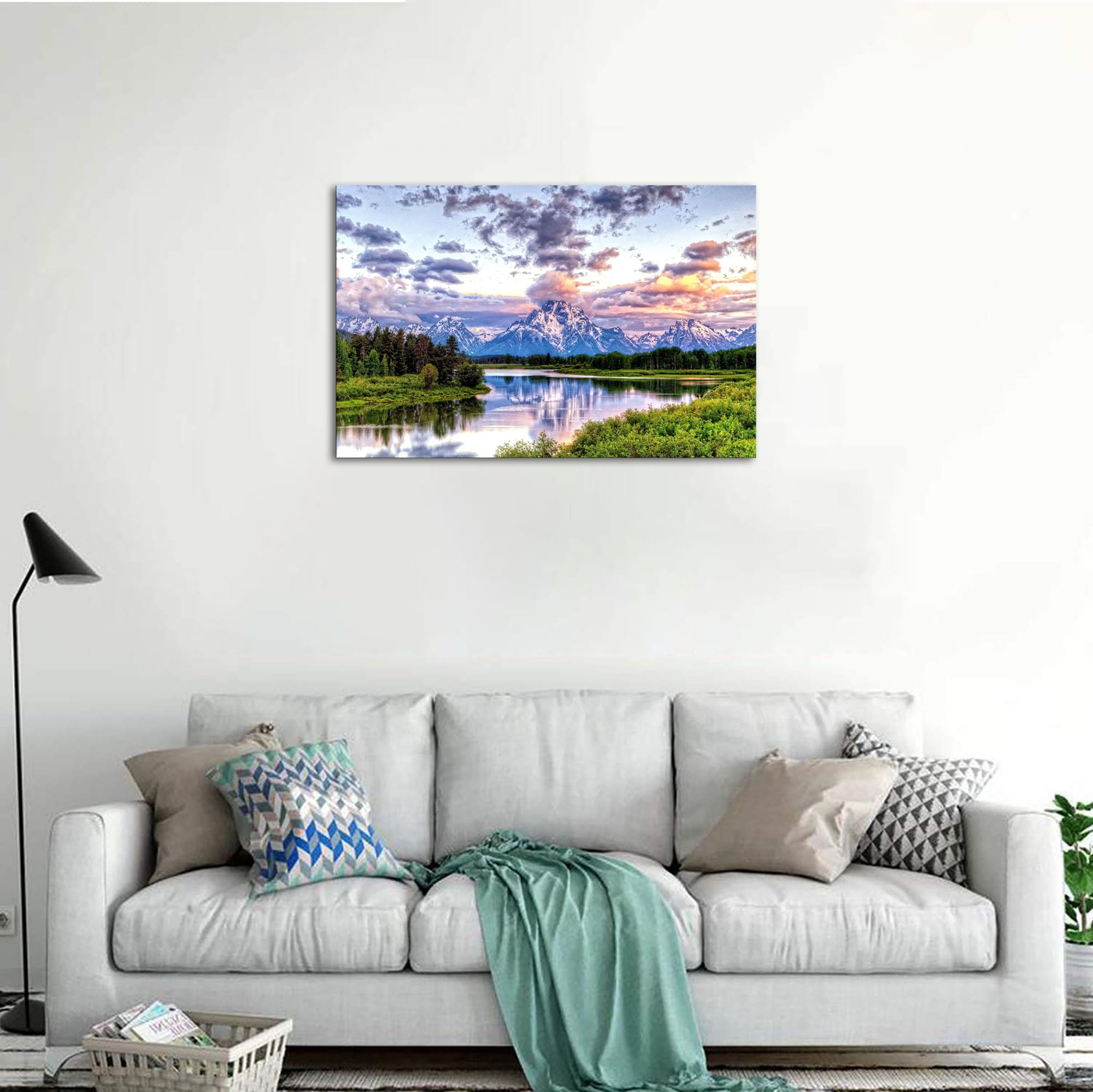 Skasnfai Grand Teton Wall Art Mountain Art Wall Decor National Park Canvas Painting Framed Decor Large Landscape Poster For Livi