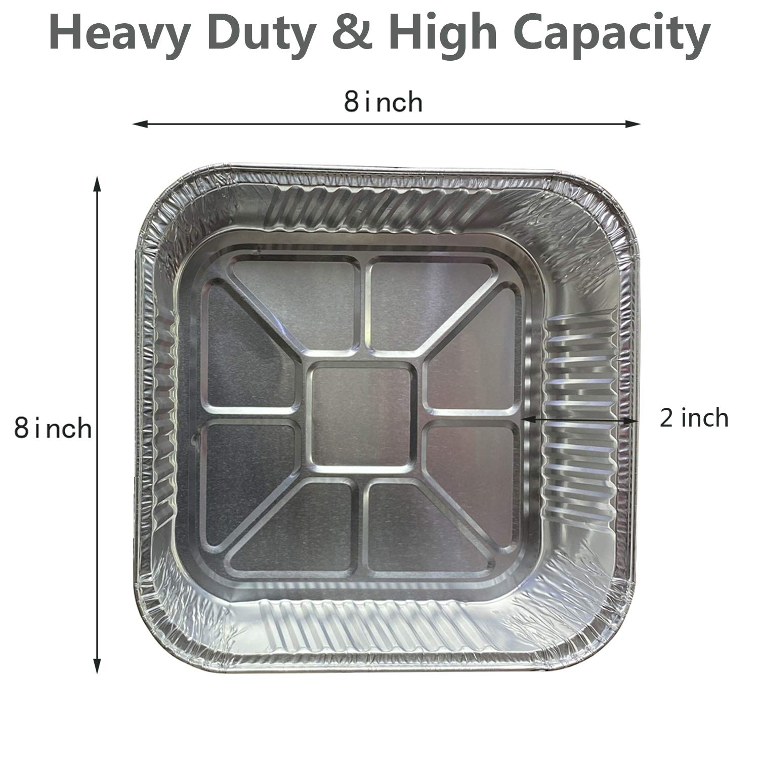 Waytiffer 25Pack- 8 X 8 Aluminum Foil Pans Disposable Heavy Duty Square Baking Cake Pans, Cooking Tins Homemade Breads Oven Pans