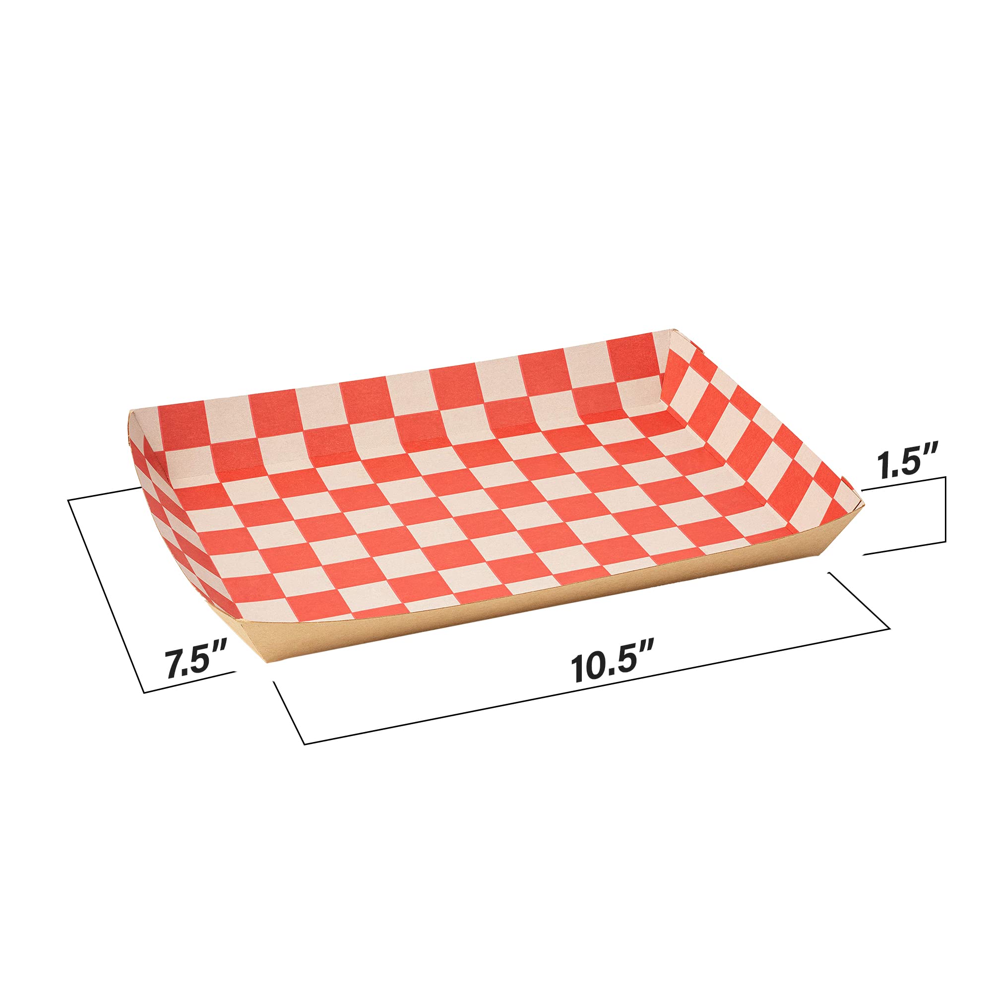 Mt Products Cafeteria Food Trays For Snacks - 10'' Red & White Paper Lunch Tray (Pack Of 20)