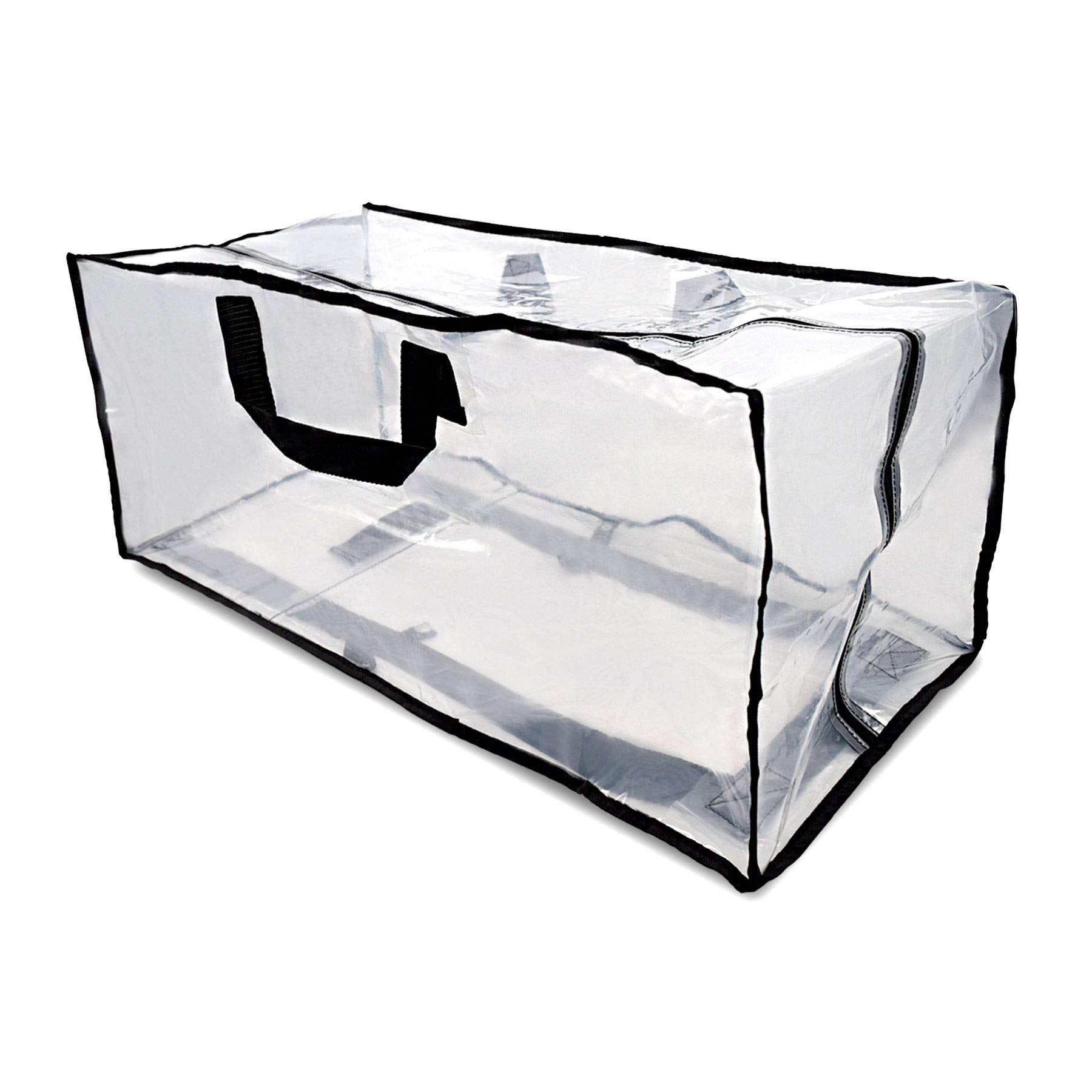 Clear Storage Bags - 3 Pack Zippered Moving Bags, See Thru Transparent Heavy Duty Totes With Handles, Large & Waterproof For Clo