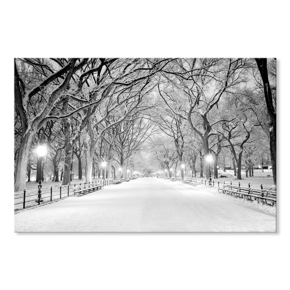 Seven Wall Arts Winter Canvas Wall Art Landscape Painting Snowy Central Park Wall Pictures Giclee Print For Bedroom Living Room